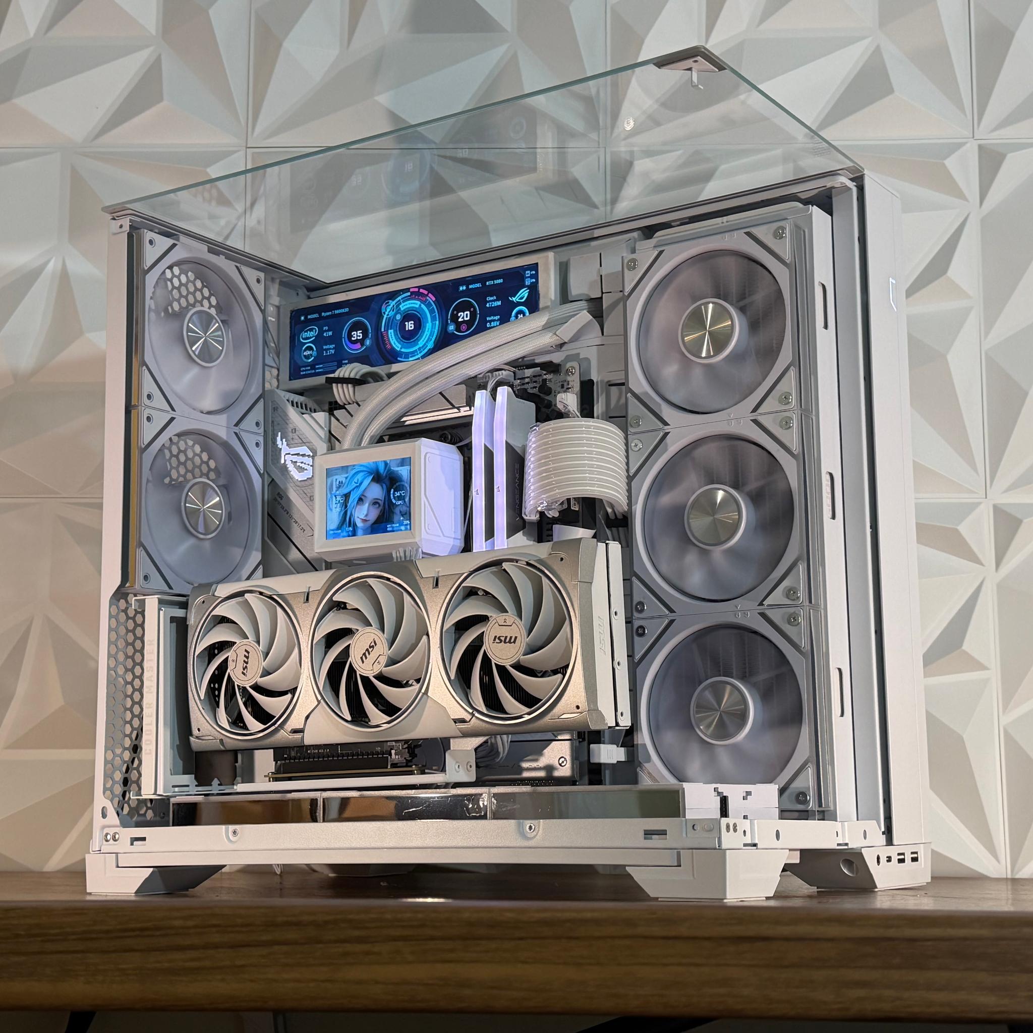 🤍❄️  RTX 5080 | R7 9800X3D | 32GB DDR5 | 2TB | Dual LCD | W11 Pro “FROST MIRAGE” PC |❄️🤍