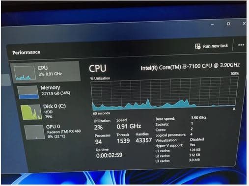 HP 280 G3 MT i3-7100 8GB RAM 500GB HDD Radeon Rx 460 Windows 11 Pro