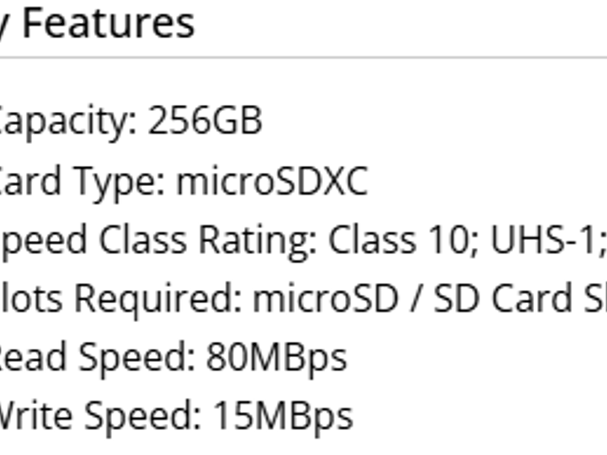 256GB microSDXC Card Class 10 UHS-I C10 U1