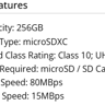 256GB microSDXC Card Class 10 UHS-I C10 U1