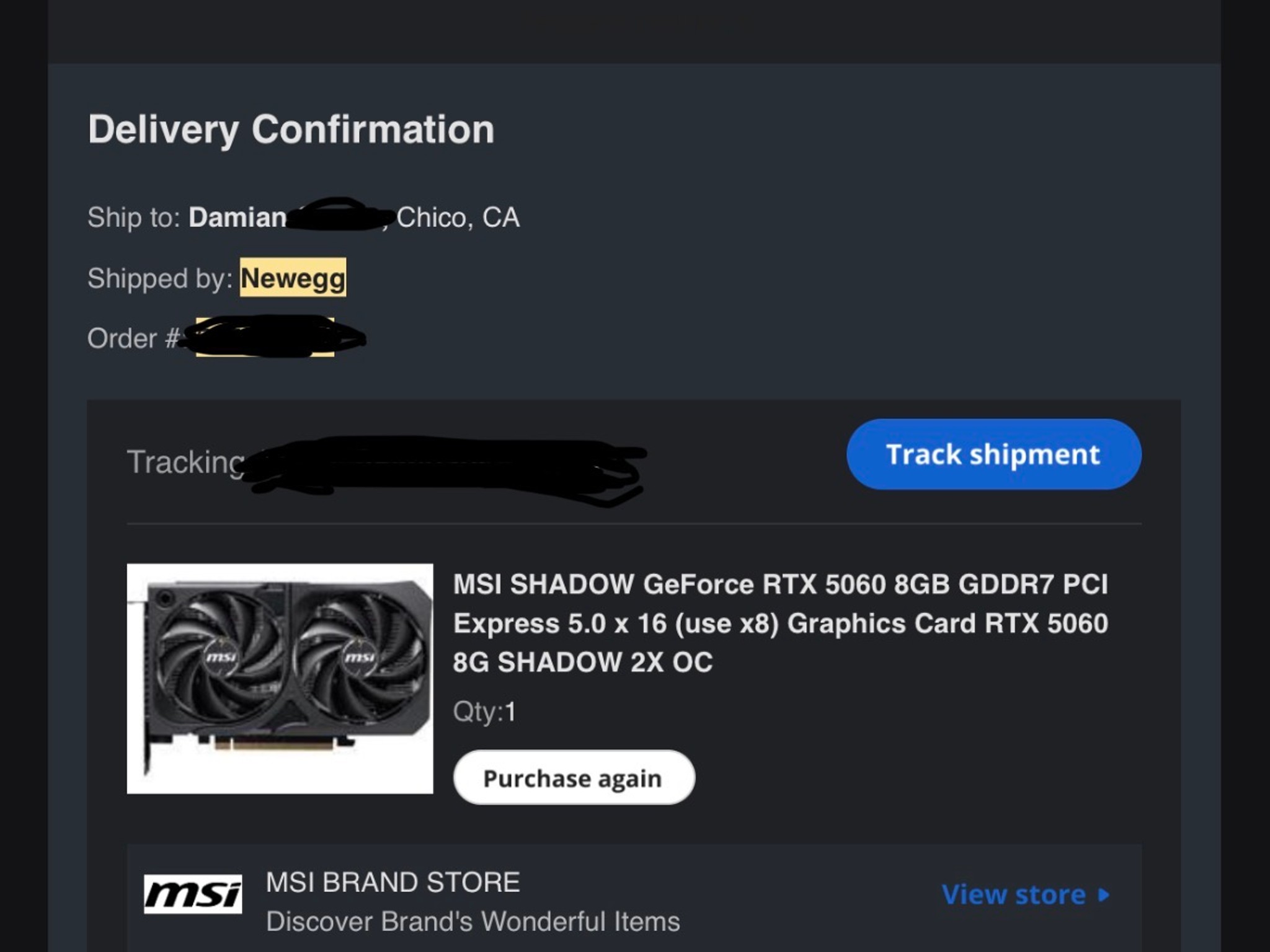 MSI RTX 5060 SHADOW 2X OC