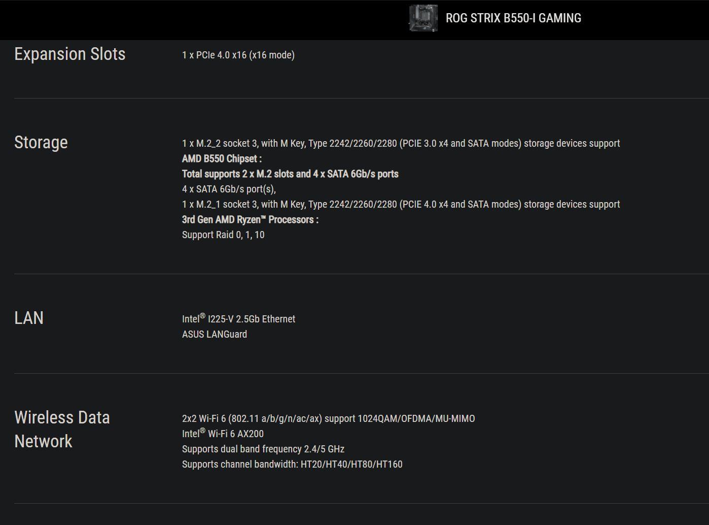 ROG Strix B550-I Gaming ITX motherboard - Ryzen 5000 series ready