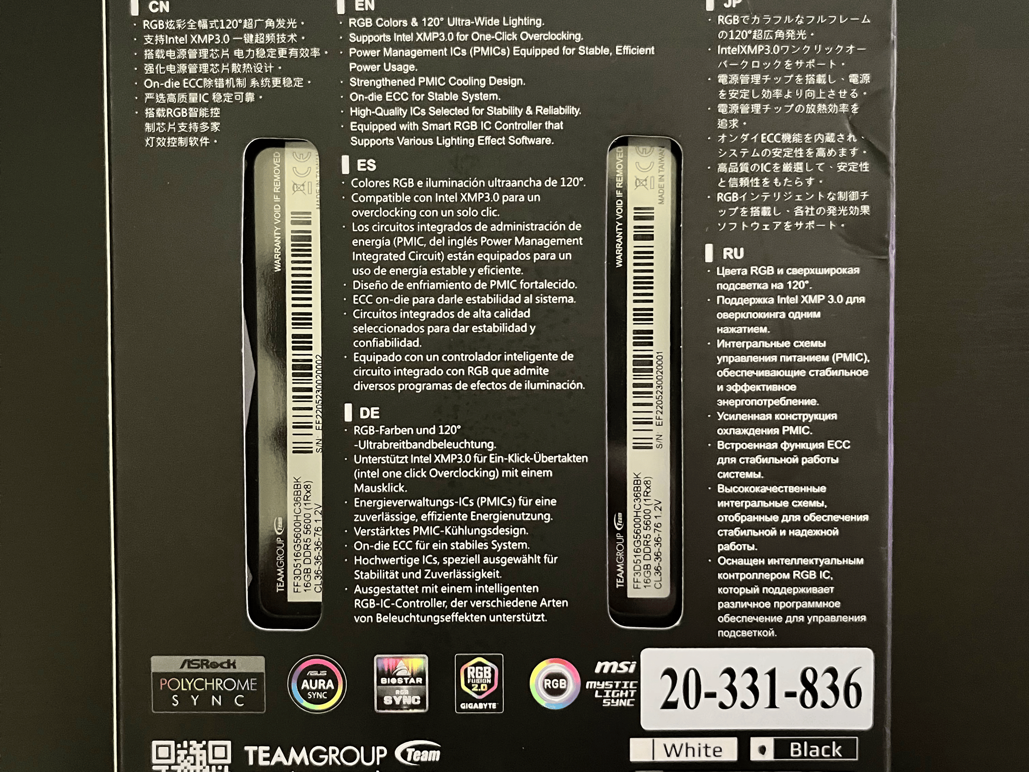 TFORCE Delta DDR5 5600mhz CL36 2x16GB Ram