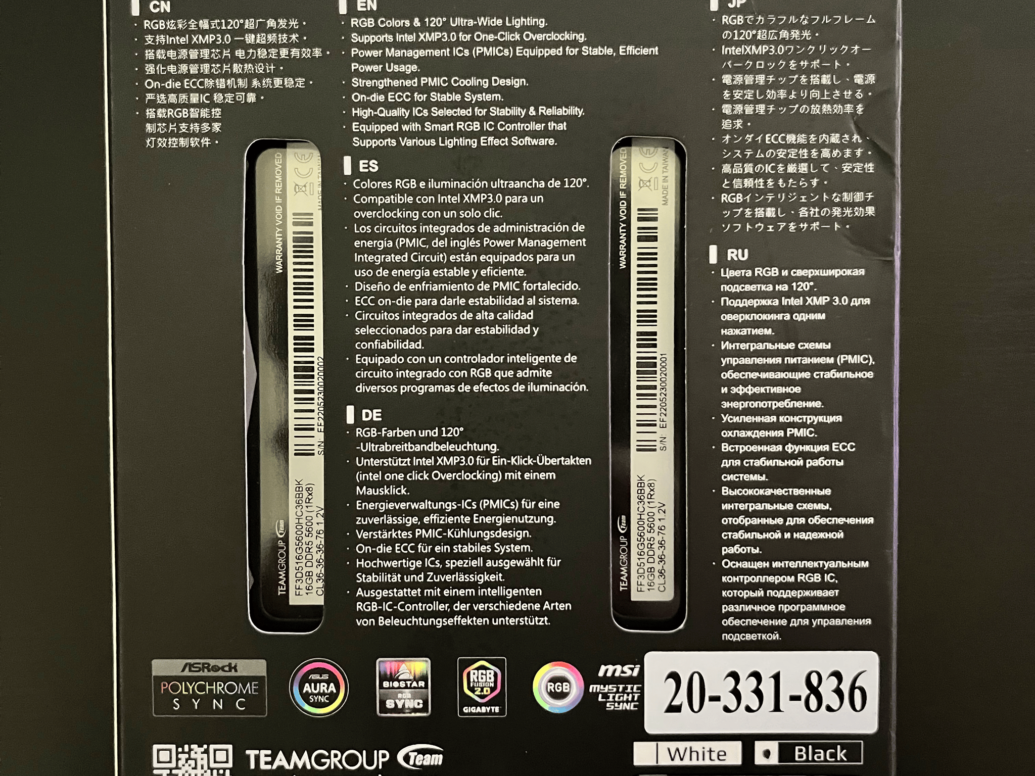 TFORCE Delta DDR5 5600mhz CL36 2x16GB Ram