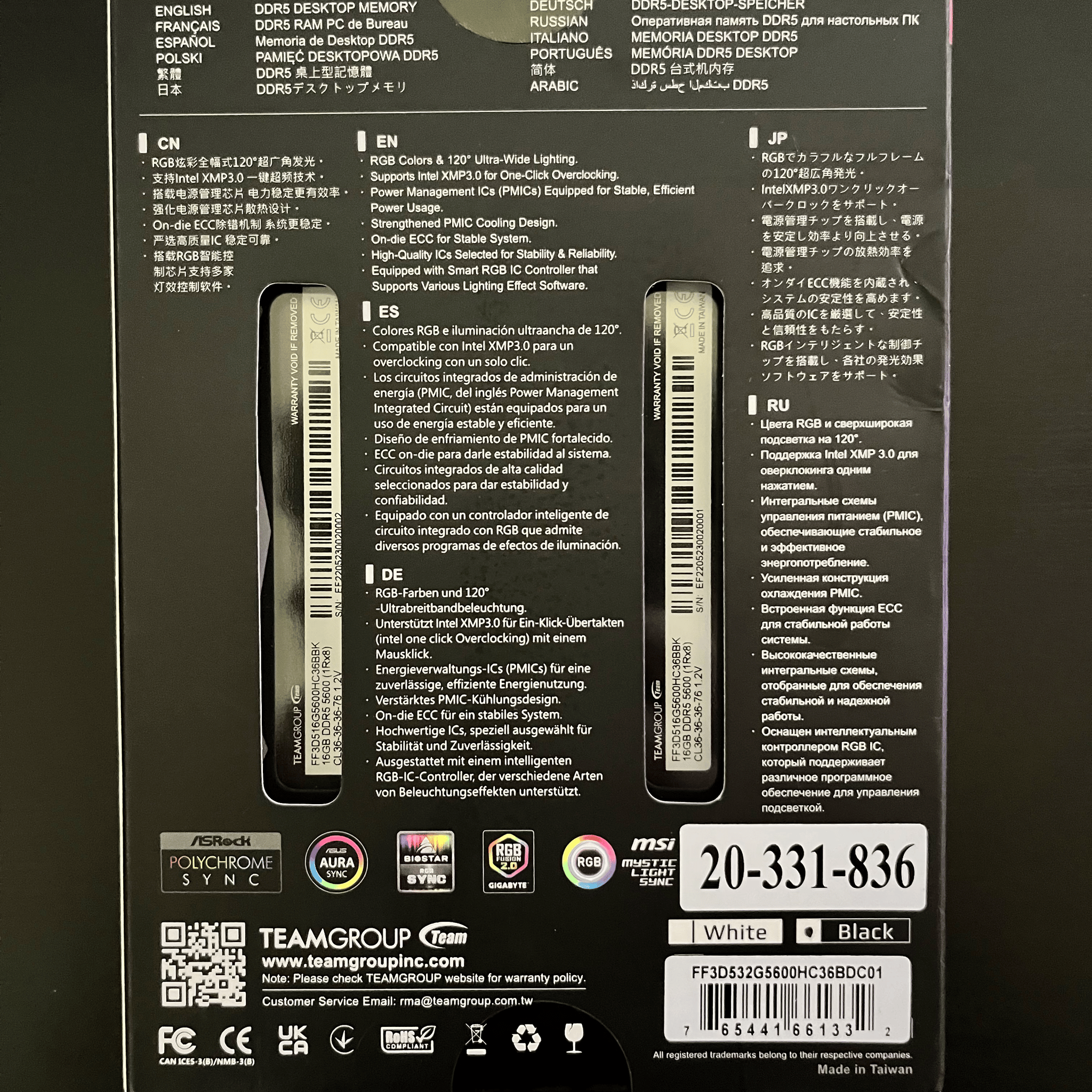 TFORCE Delta DDR5 5600mhz CL36 2x16GB Ram
