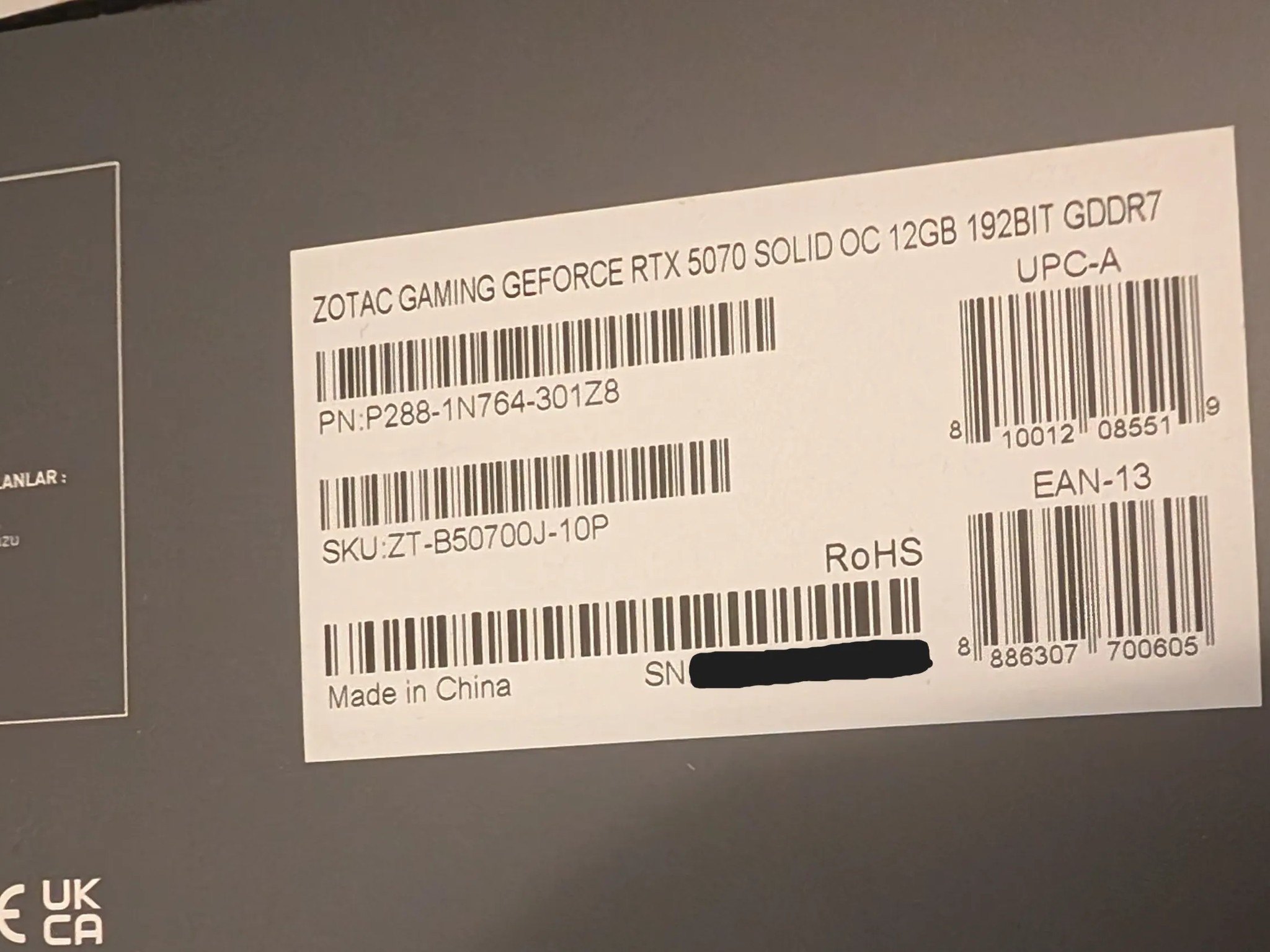 ZOTAC GAMING GeForce RTX 5070 SOLID OC