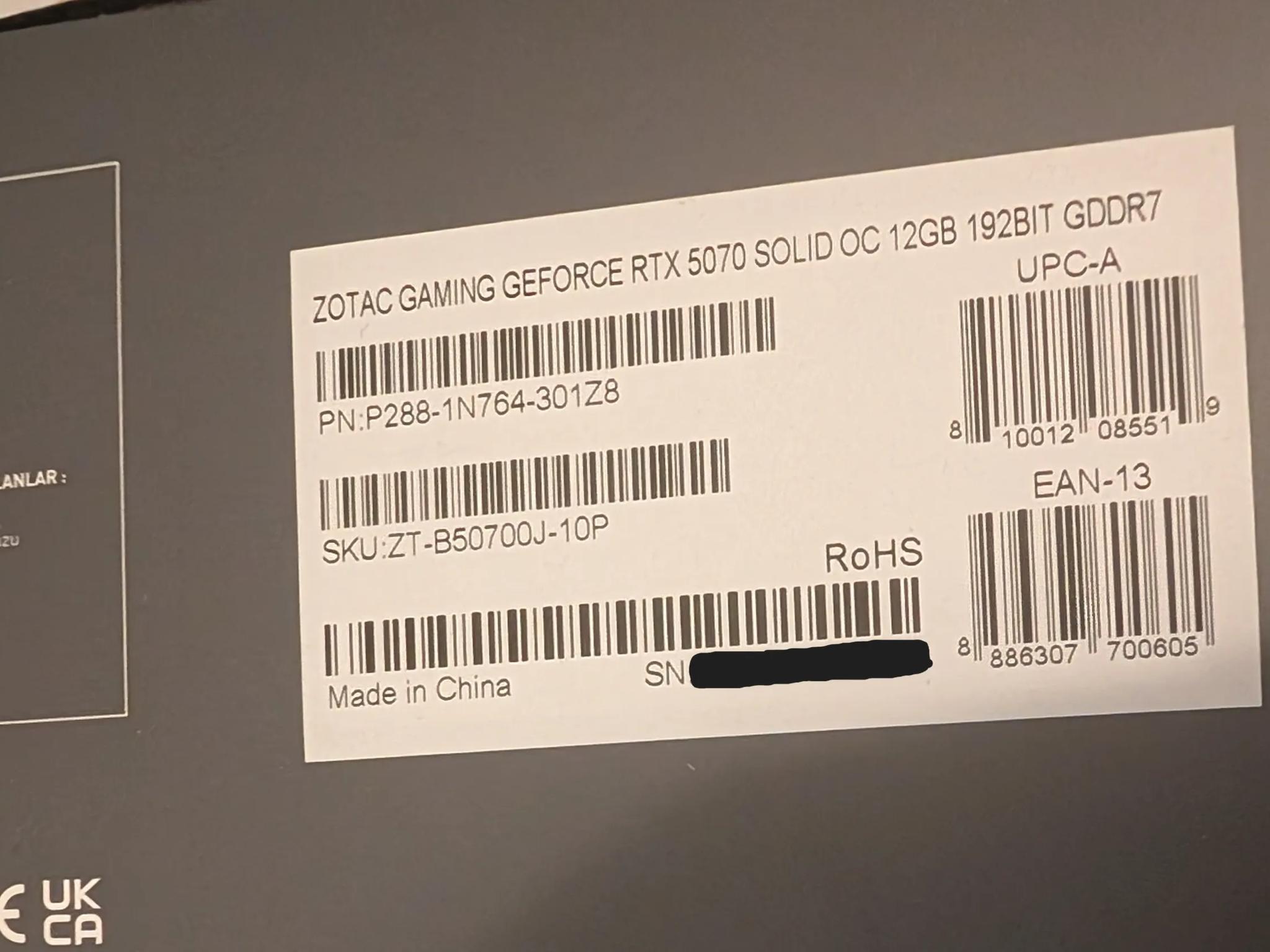ZOTAC GAMING GeForce RTX 5070 SOLID OC