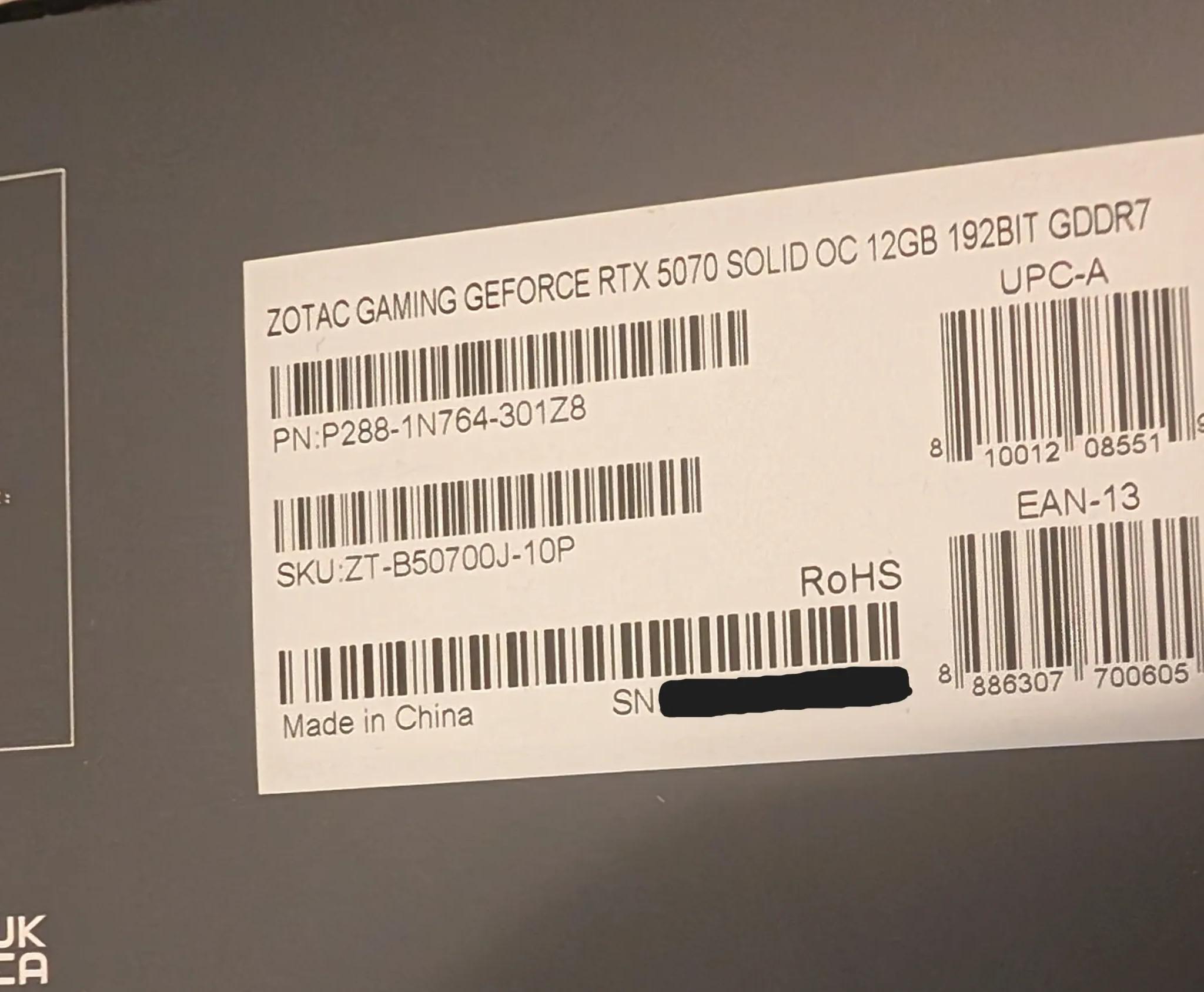 ZOTAC GAMING GeForce RTX 5070 SOLID OC