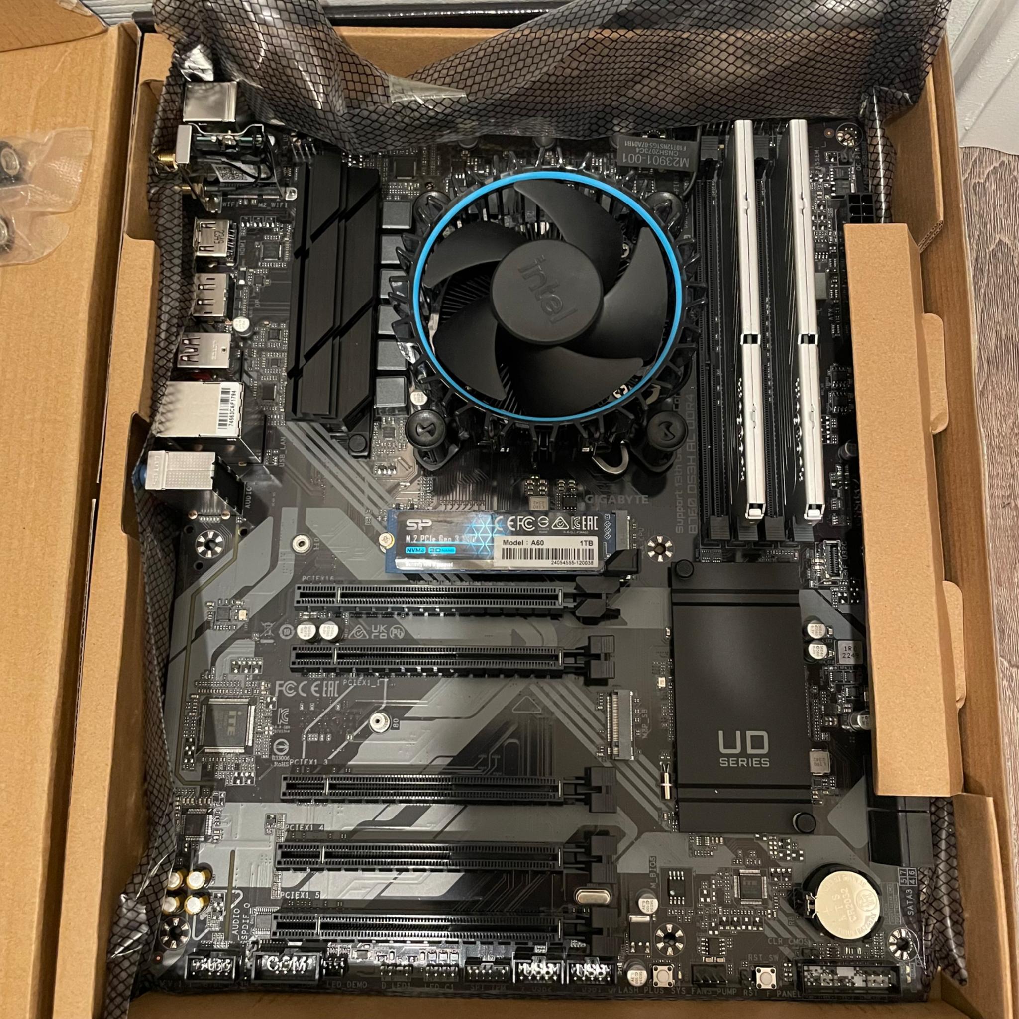 BUDGET GAMING PC KIT | 12100f CPU + Cooler | 16gb DDR4 3200 MHz | B760 WiFi+BT | 1 TB Gen3 SSD
