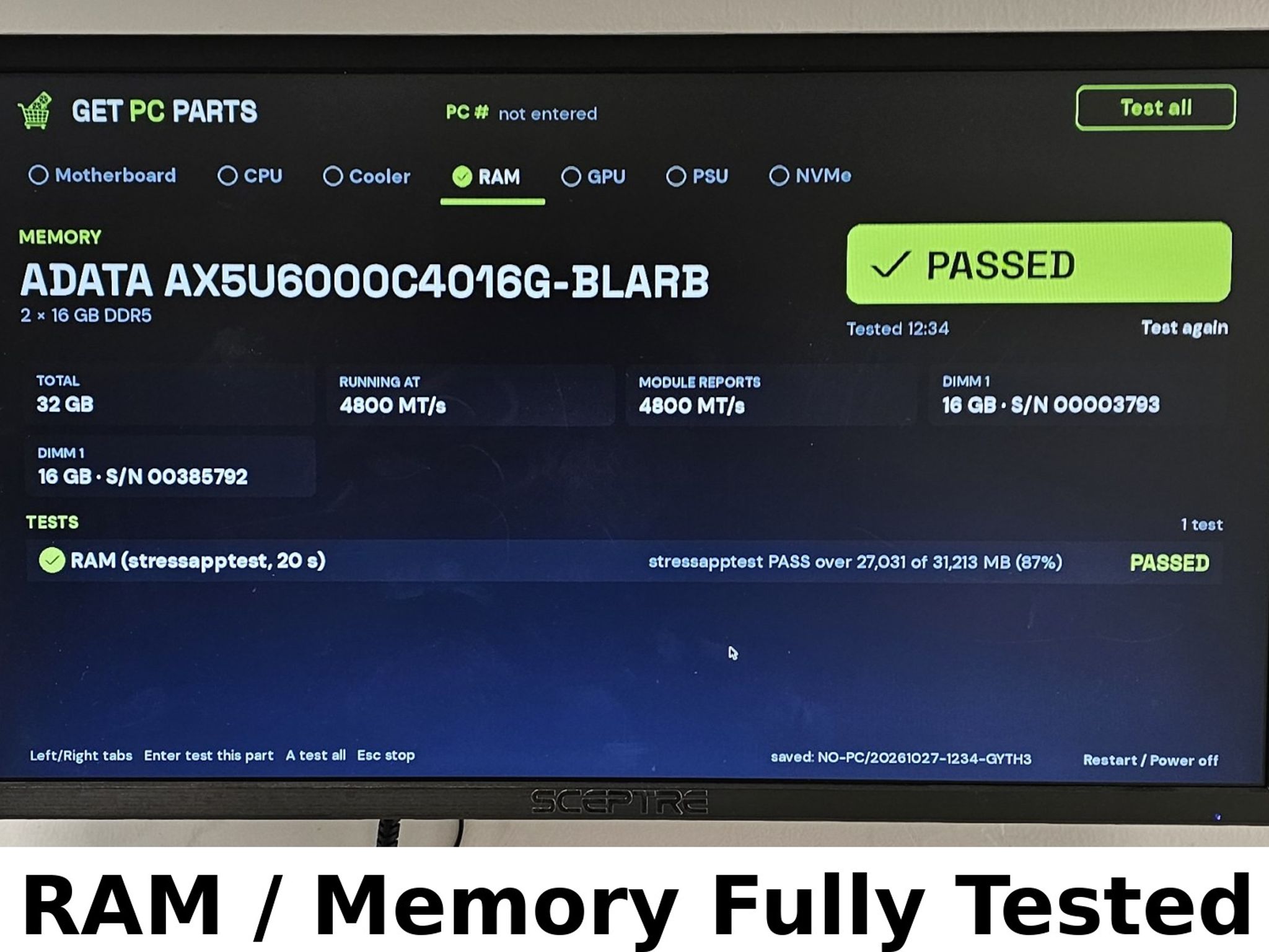 32GB DDR5 (2x16GB) CL40 6000MT/s ADATA XPG