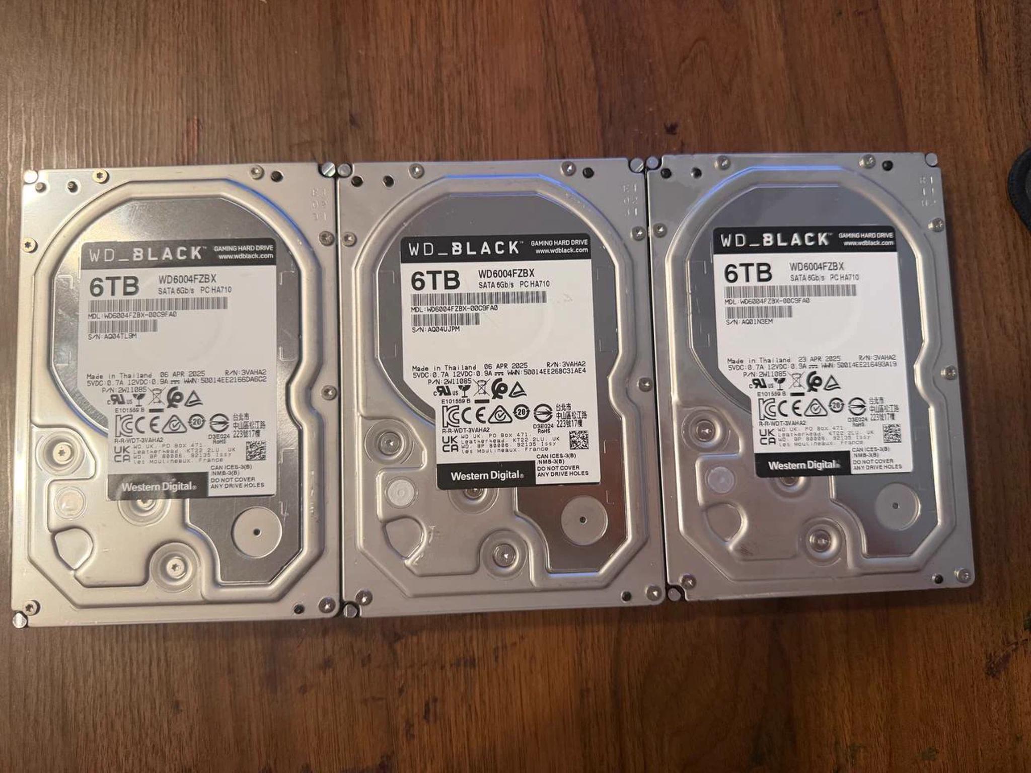 WD Black 6TB HDDs - SMART Good