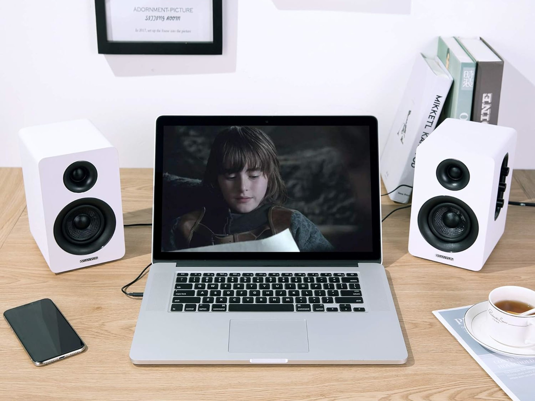 3"Bookshelf Speakers – 60W Carbon Fiber Speaker Unit -(Pair, White)