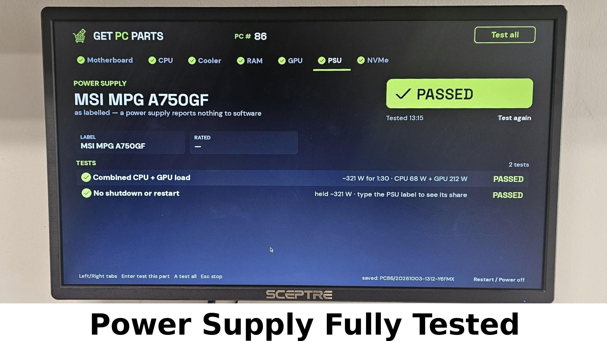 750 Watt PSU MSI MPG A750GF Power Supply