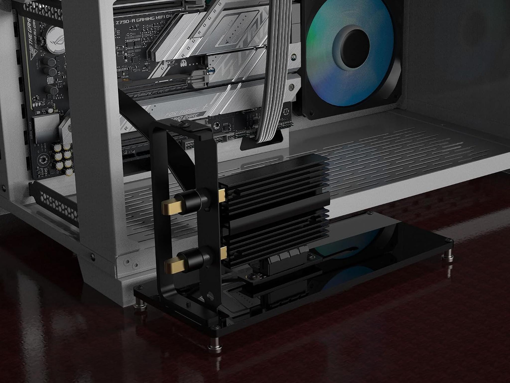 Vertical PCIe Mount for PC Case - Acrylic Support Bracket with PCIe Riser Slot for PCIe 1X 4X GPU