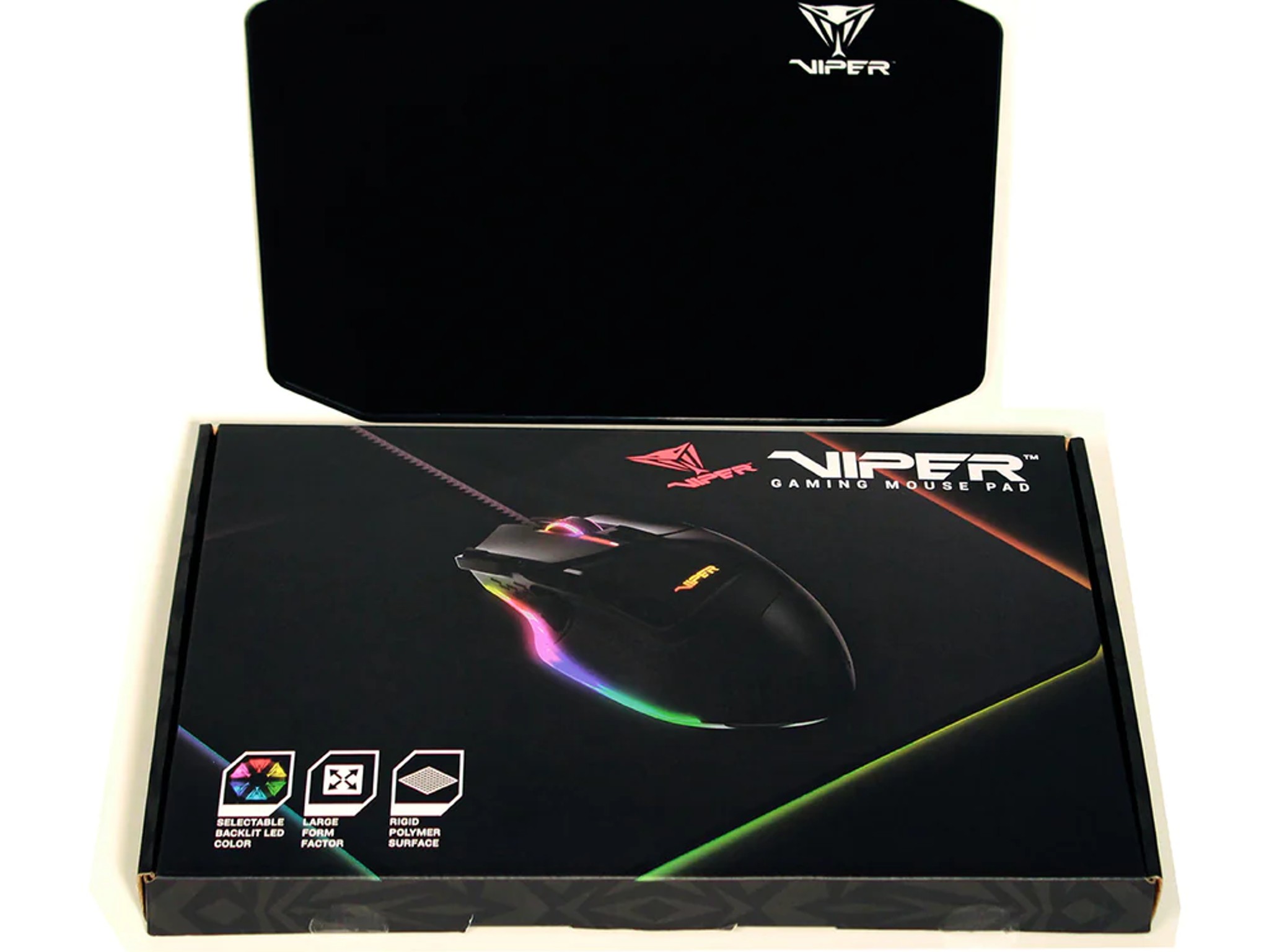 Patriot Viper LED Mouse Pad - Smooth ABS Surface - High Grip Rubber Backing - Braided Cable