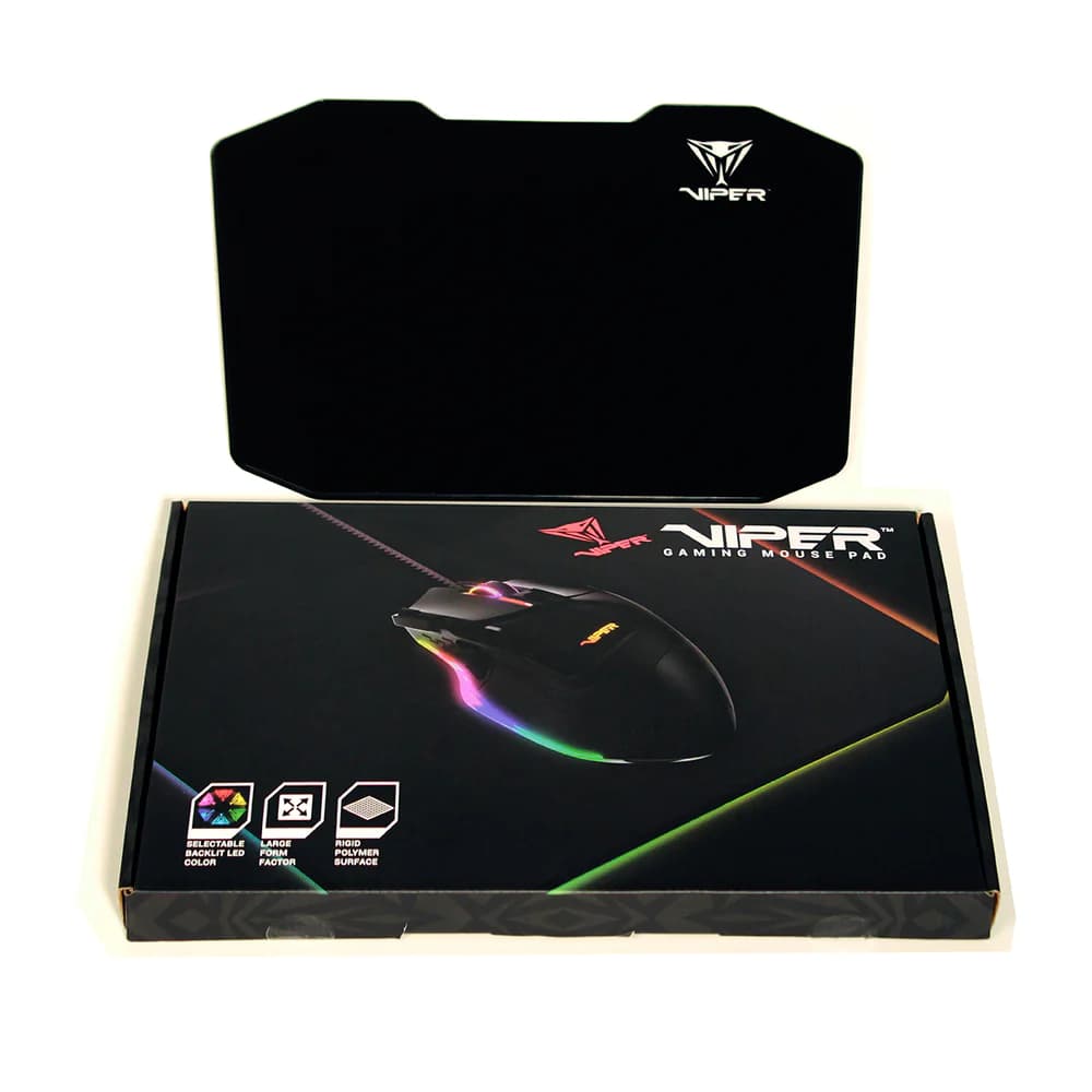 Patriot Viper LED Mouse Pad - Smooth ABS Surface - High Grip Rubber Backing - Braided Cable