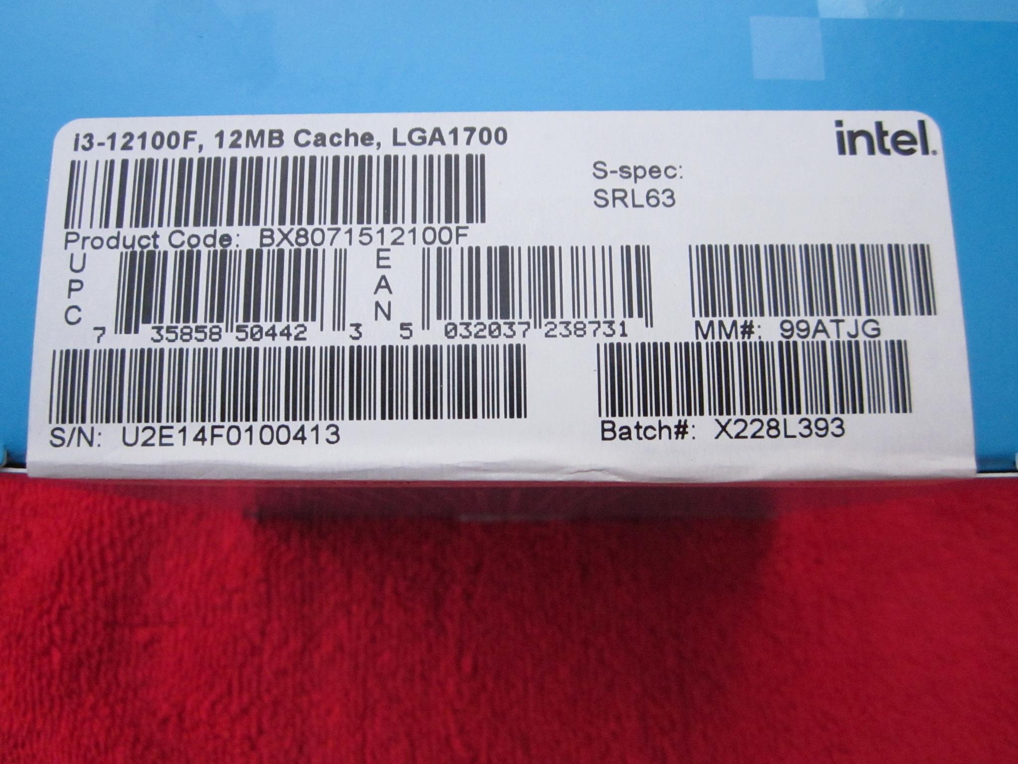 NEW SEALED! Intel Core i3-12100F CPU Processor 3.3/4.3 GHz Quad Core LGA1700