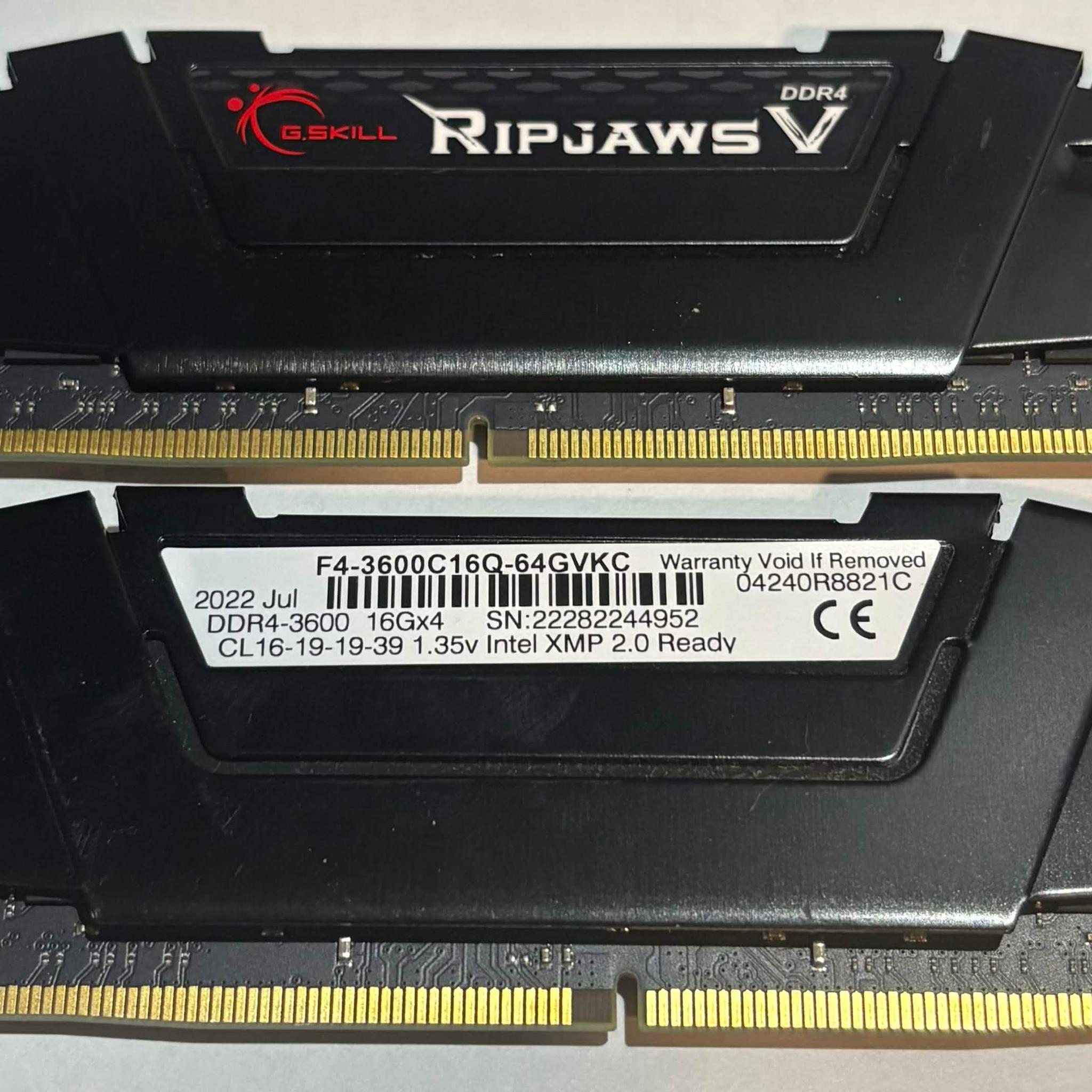 G.SKILL Ripjaws V 32GB (2x16GB) DDR4 3600MHz CL16 Memory Kit | Tested Working