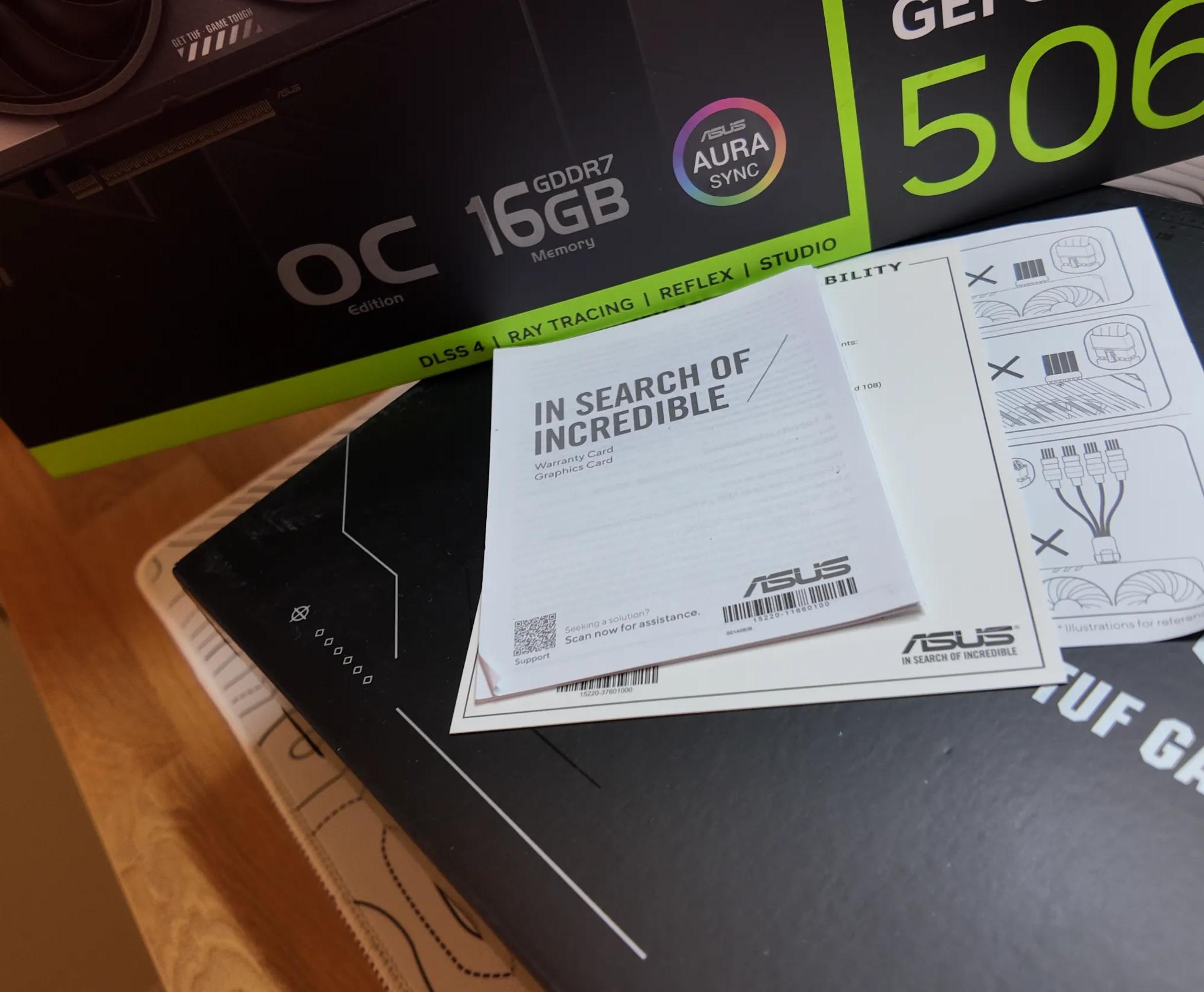 ASUS NVIDIA GeForce RTX 5060 Ti TUF Overclocked Triple Fan 16GB GDDR7 PCIe 5.0 Graphics Card