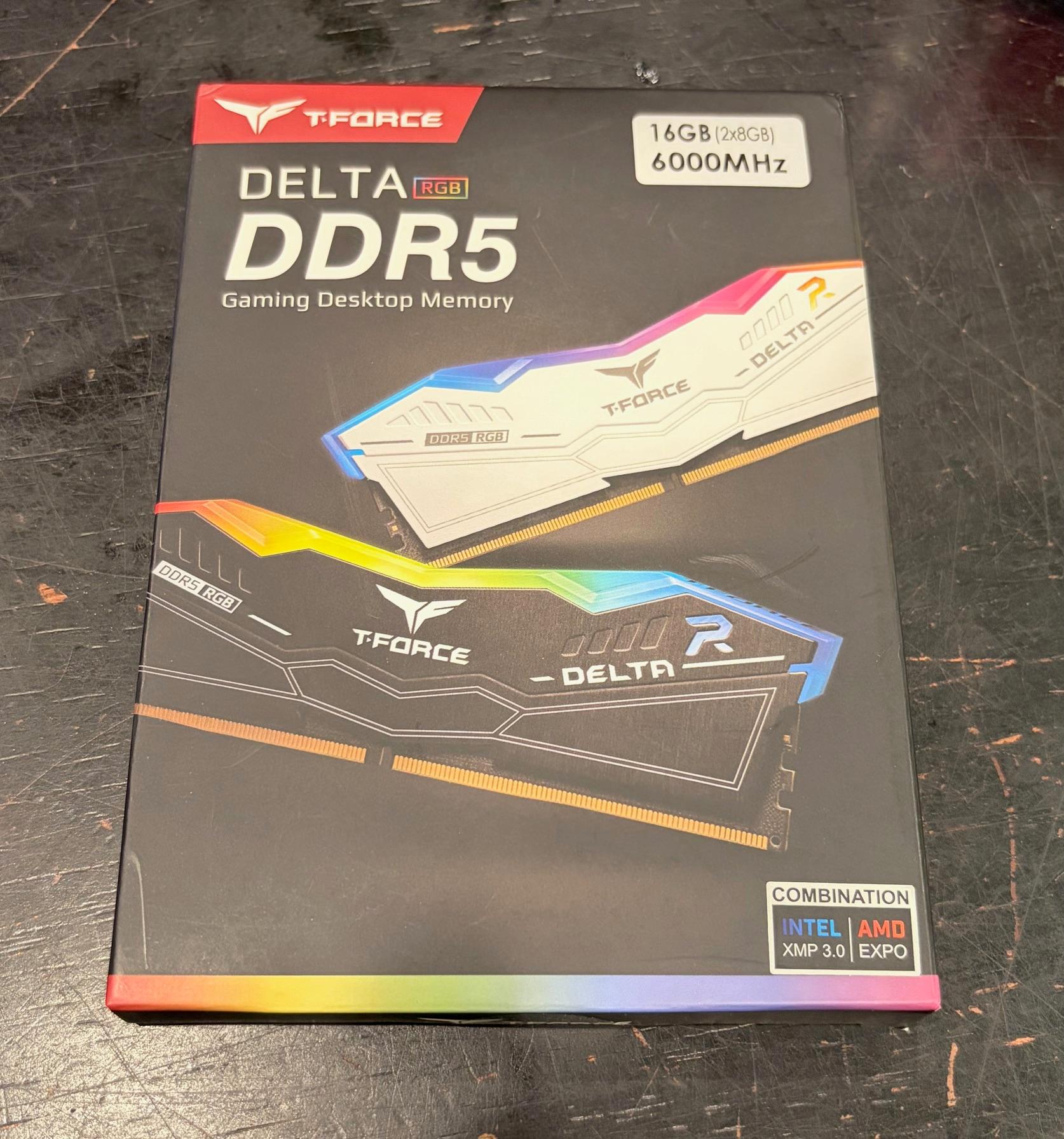 New/Sealed: 16GB (2 x 8GB) T-Force Delta RGB DDR5 6000mhz
