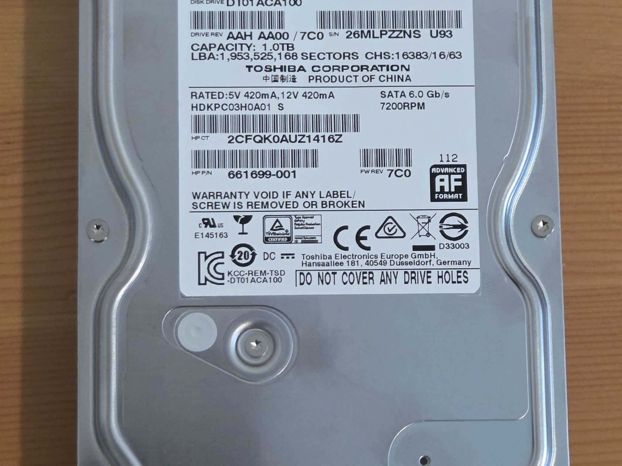 Toshiba 1TB SATA HDD