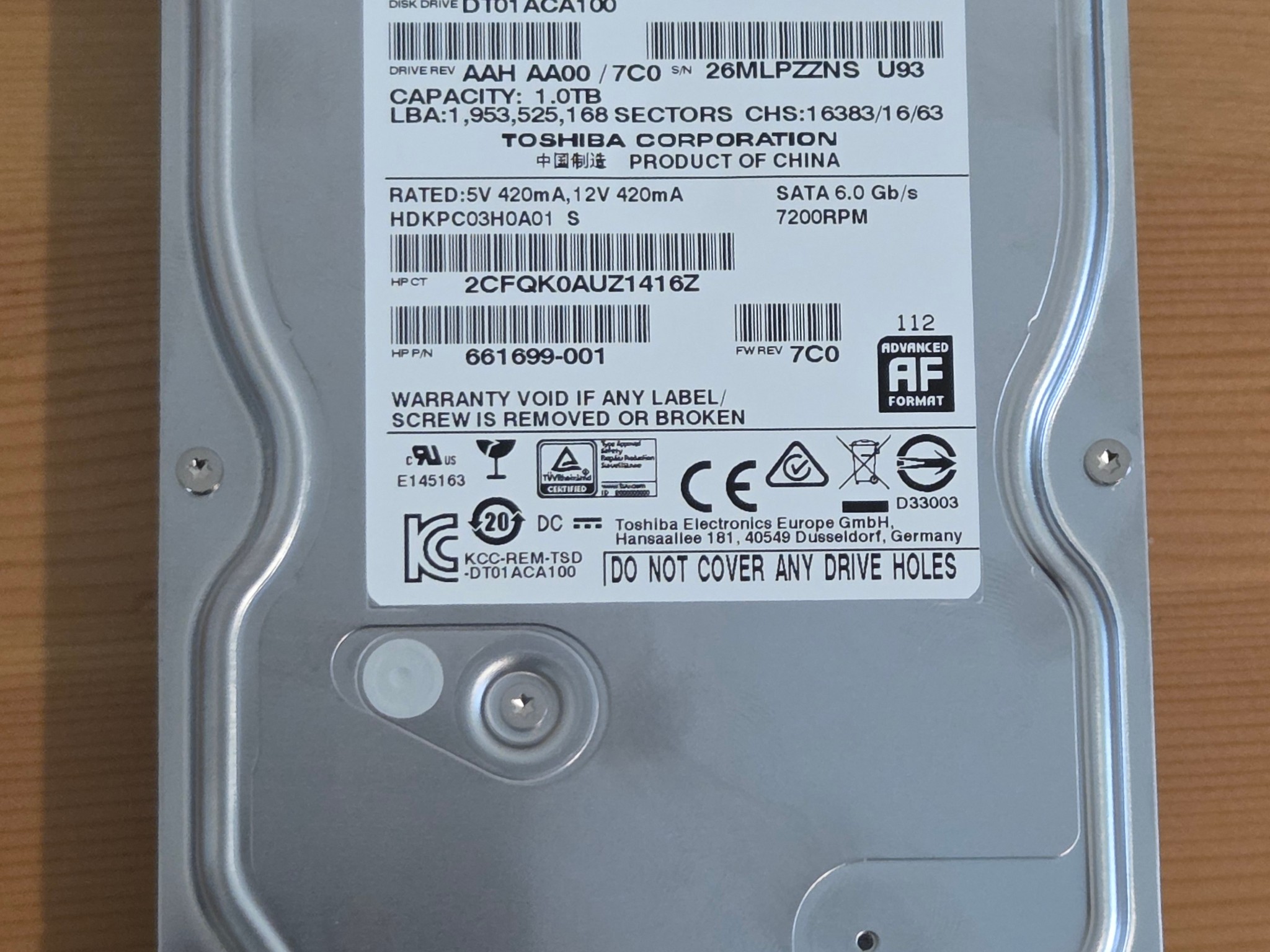 Toshiba 1TB SATA HDD
