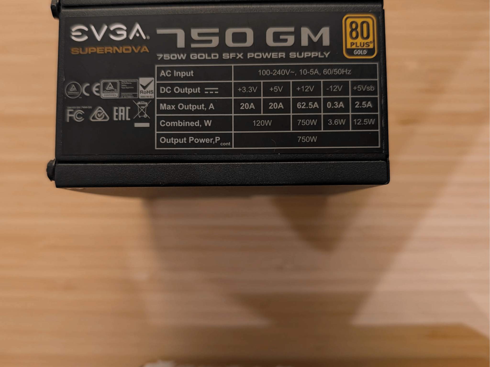 EVGA SuperNOVA 750 GM, 80 PLUS Gold 750W, Fully Modular