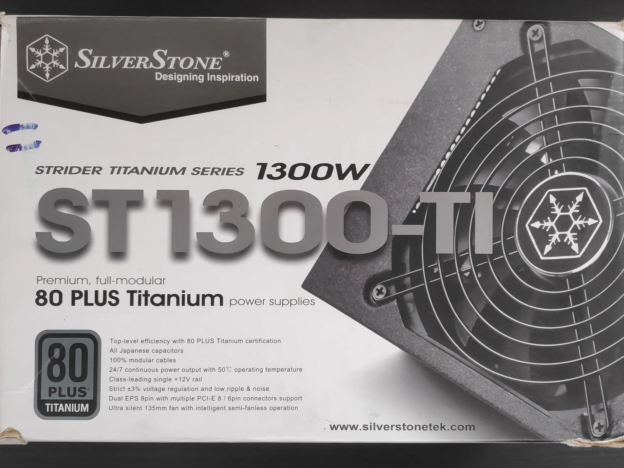 SilverStone Strider ST1300-TI, 1300W, 80 Plus Titanium Certified Fully Modular Power Supply