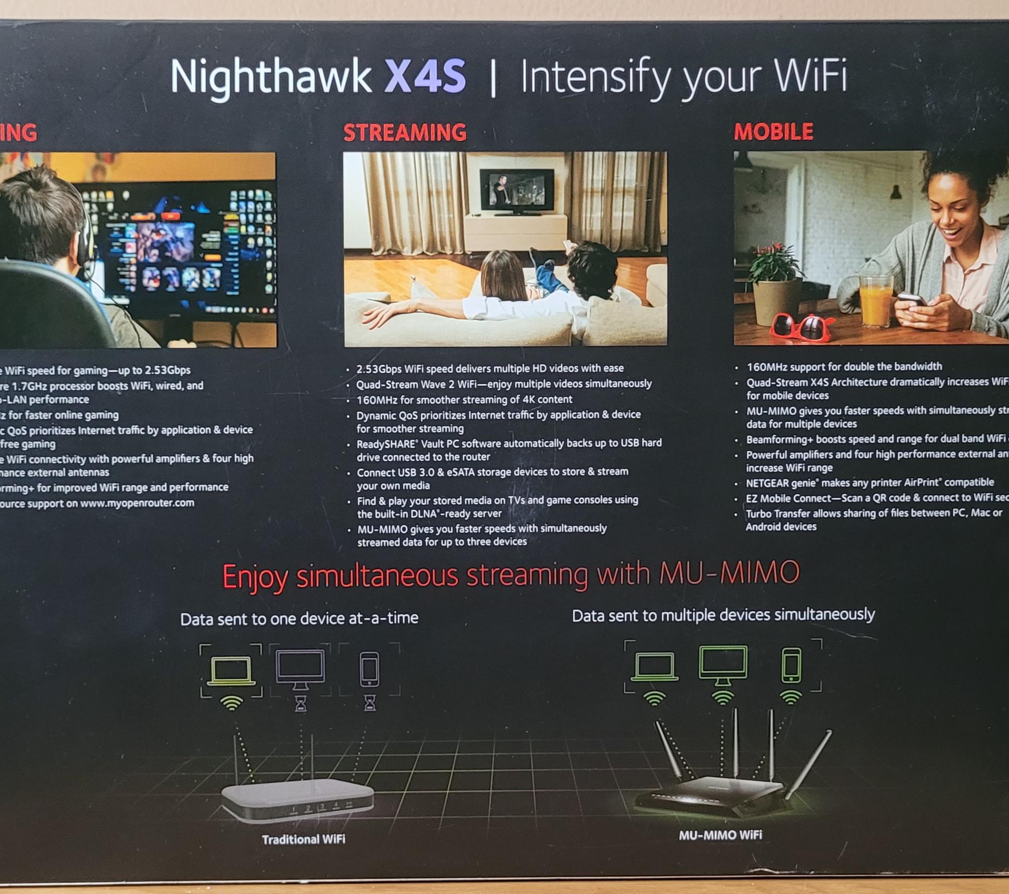 NETGEAR Nighthawk X4S AC2600 Dual-Band MU-MIMO WiFi Adv Gaming & Streaming Router R7800 Quad-Stream