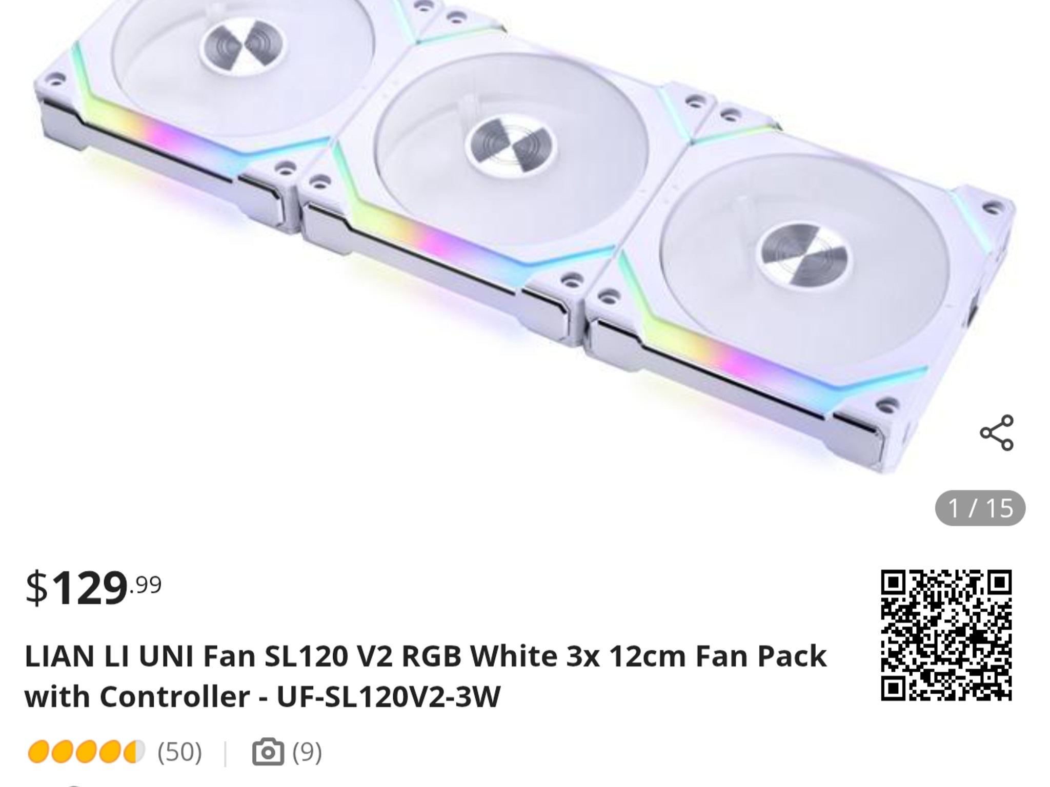 8 Pack Lian Li UNI ARGB White Case Fans