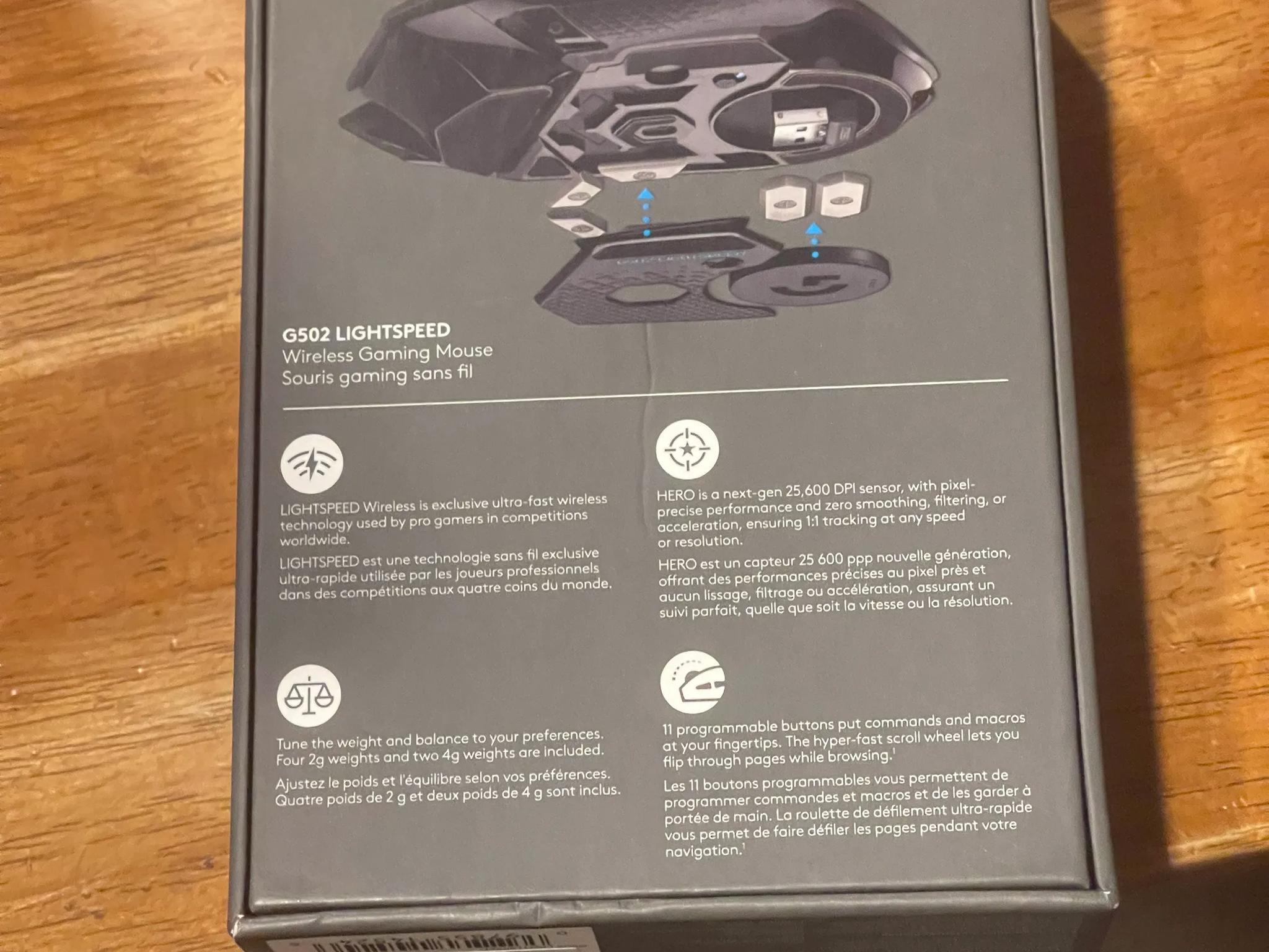 Logitech g502 lightspeed wireless optical mouse