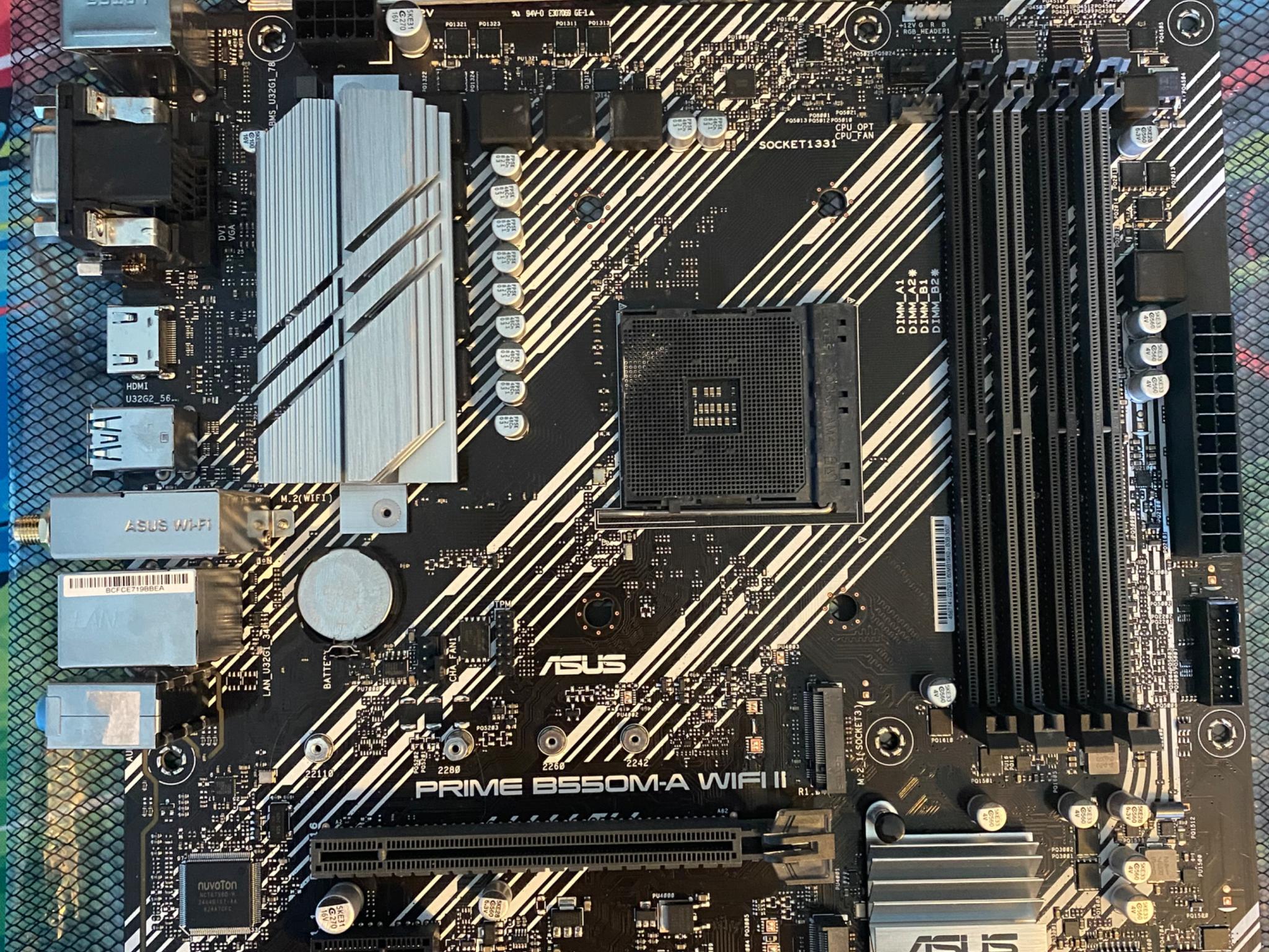 ASUS prime B-550M-A motherboard w wifi backplate and io shield(READ DESCRIPTION)