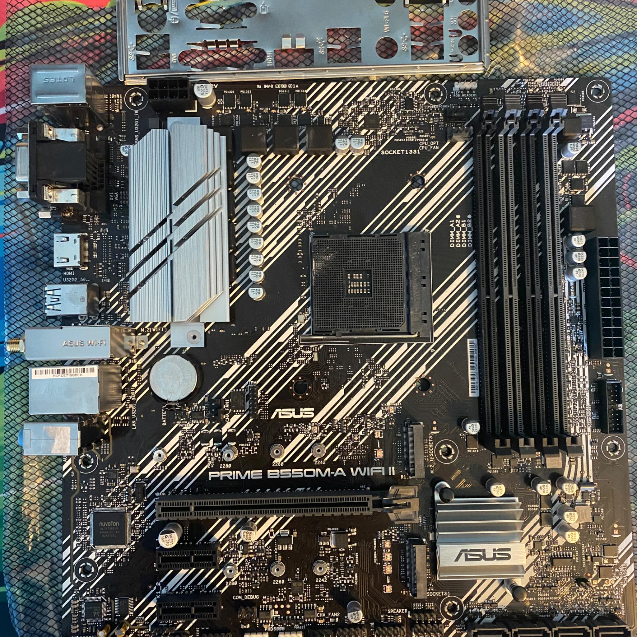 ASUS prime B-550M-A motherboard w wifi backplate and io shield(READ DESCRIPTION)