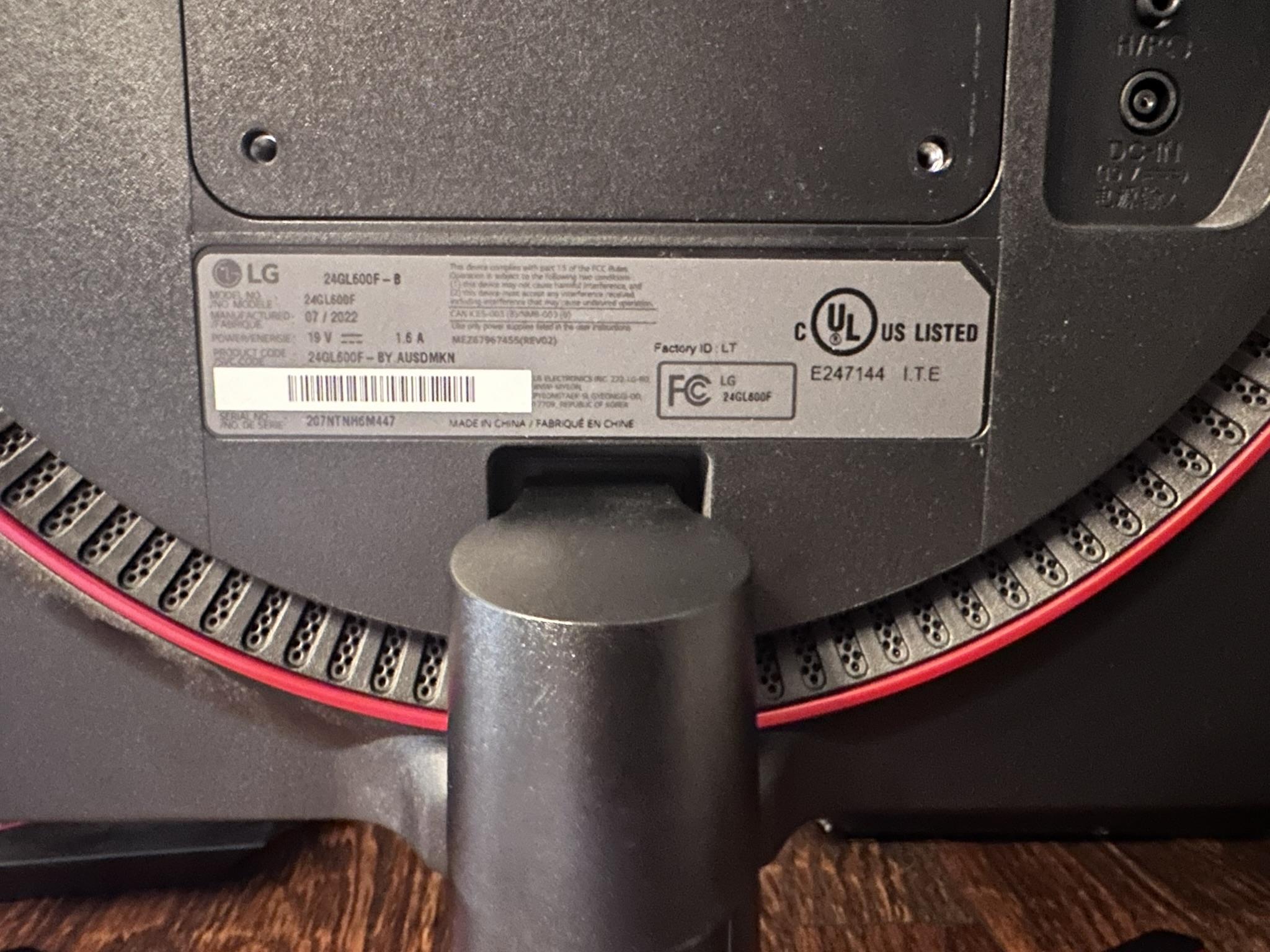 LG 24GL600F 24” 144Hz Gaming Monitor