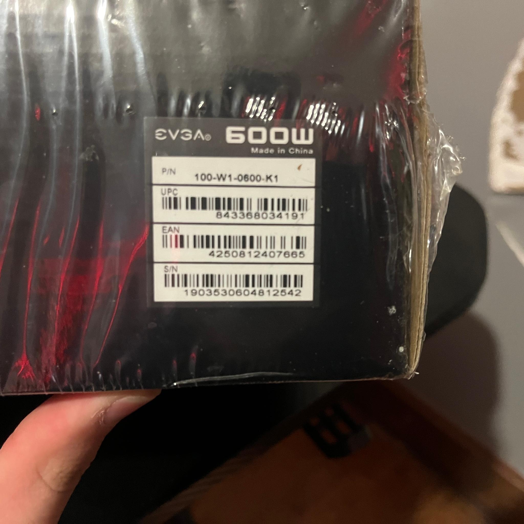 (NEW SEALED) EVGA 600 watt 80 plus certified power supply, 100-W1-0600-K1