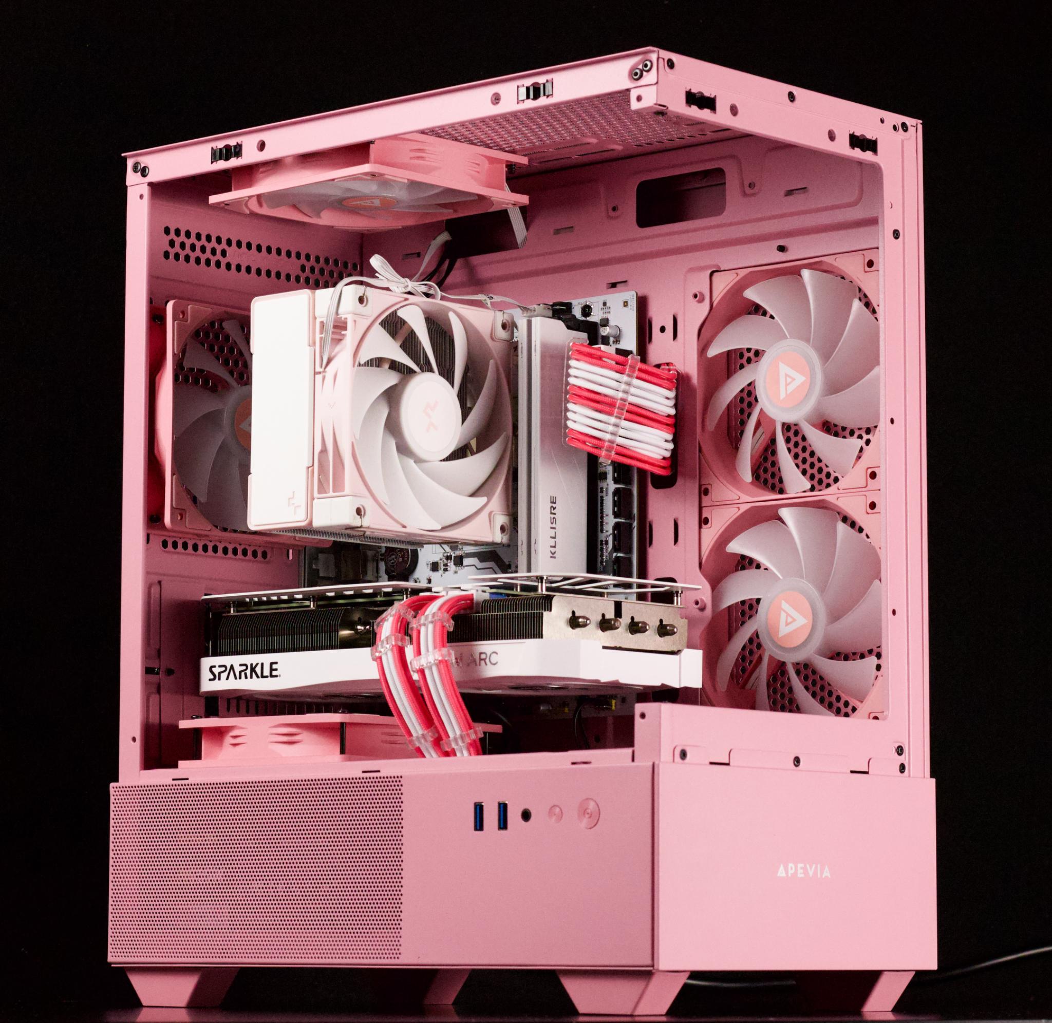 🎀 Pink Gaming PC 🎀 Intel Arc A750 🩷 Ryzen 5 5500 🩷 16GB DDR4 🩷 1TB NVMe SSD
