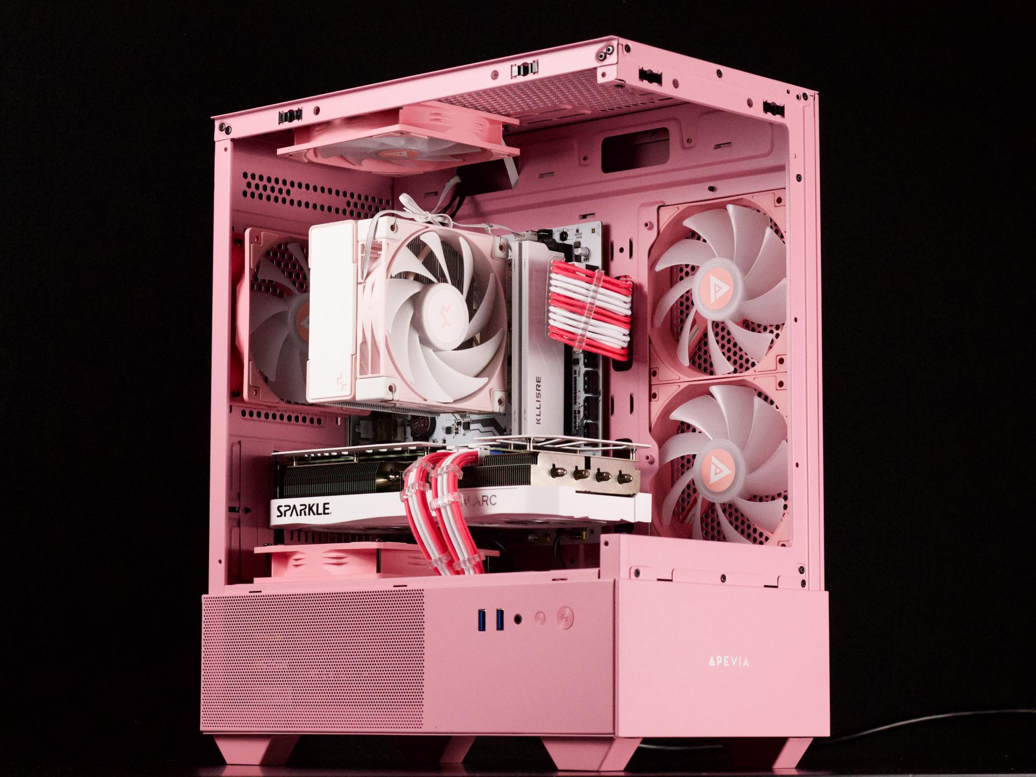 🎀 Pink Gaming PC 🎀 Intel Arc A750 🩷 Ryzen 5 5500 🩷 16GB DDR4 🩷 1TB NVMe SSD