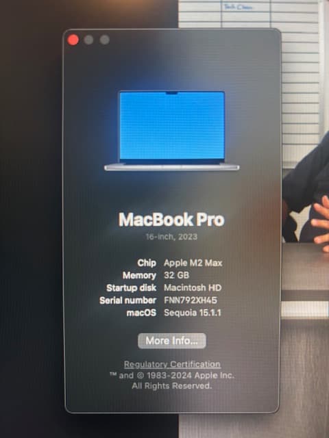 Macbook Pro 16” M2 Max 32gb 1TB SSD