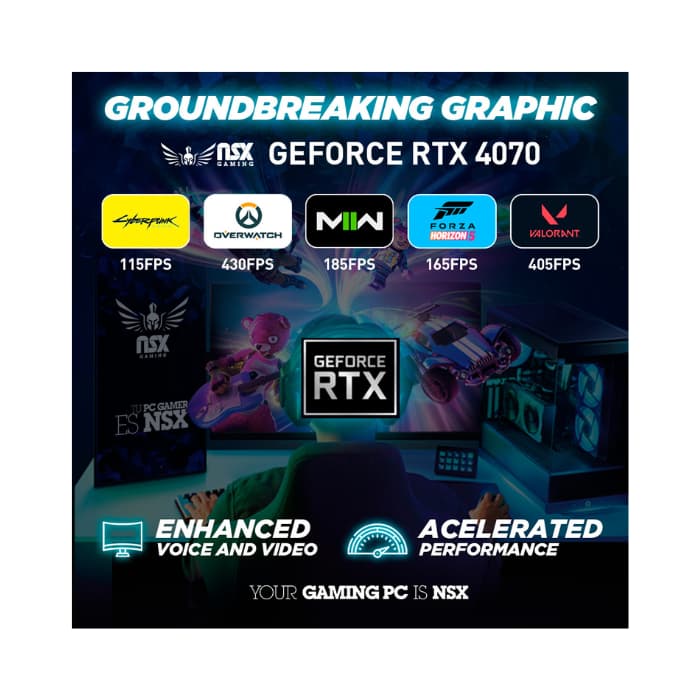 NSX PC Gamer PRO | R5 5600X | 16 GB RAM | 1TB SSD | NVIDIA GEFORCE RTX 4070 | WiFi | Win 11 Home