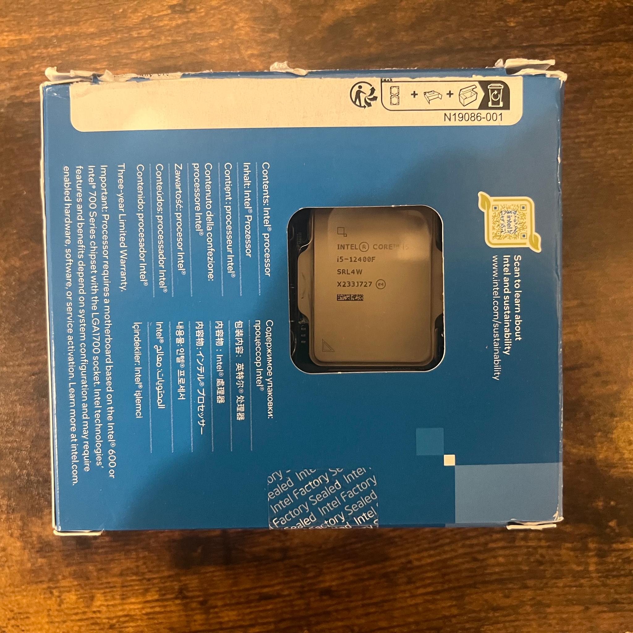 Intel Core i5-12400f 6 Cores, 12 Threads LGA 1700 CPU