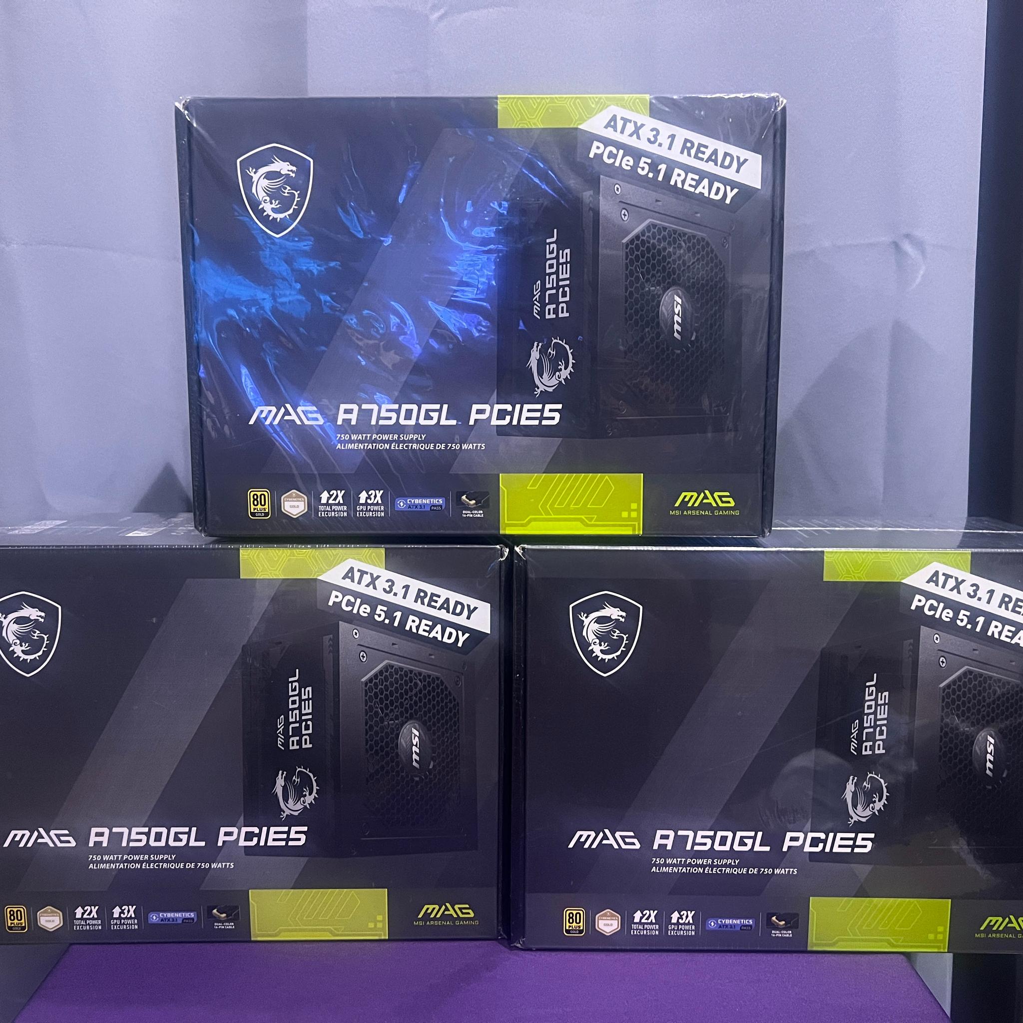 3x MSI Mag A750GL PCIE5 PSU 750W Fully Modular Power Supply 80+