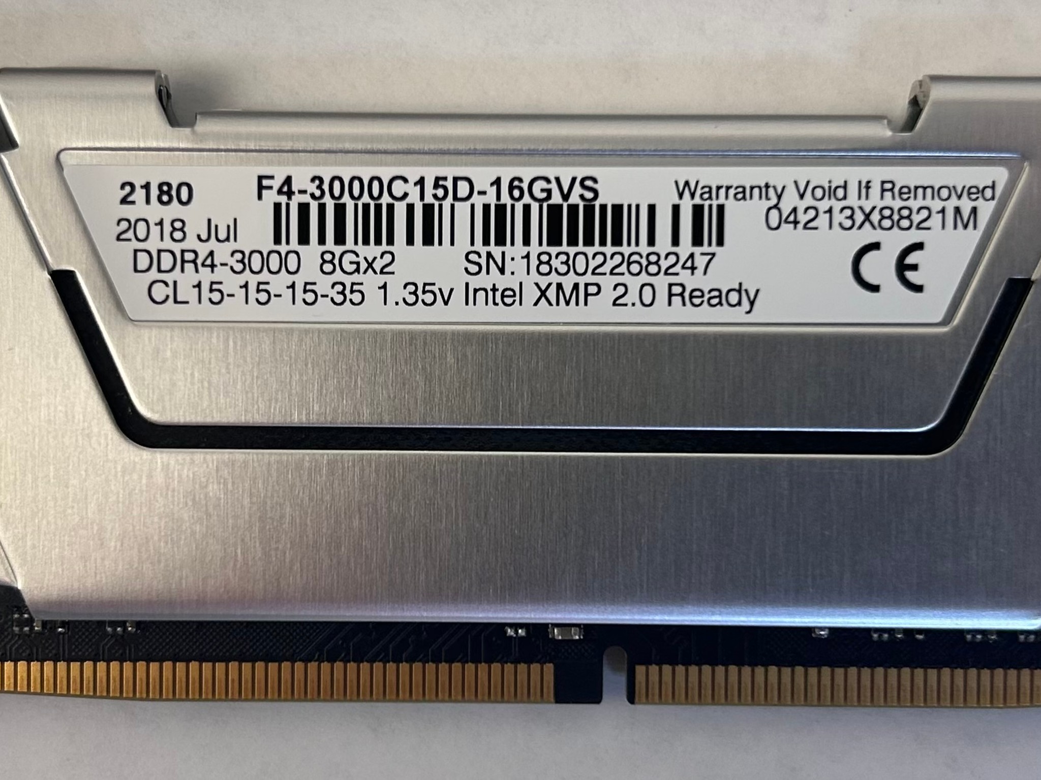 G.Skill PC RAM Kit Ripjaws V F4-3000C15D-16GVS 16 GB 2 x 8 GB DDR4 RAM 3000 MHz