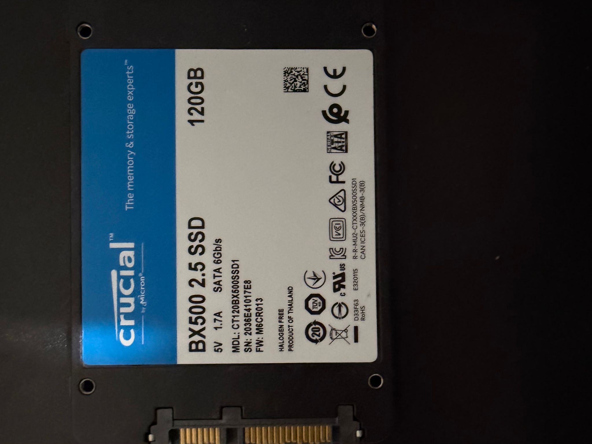 Crucial BX500 2.5 SATA SSD 120GB