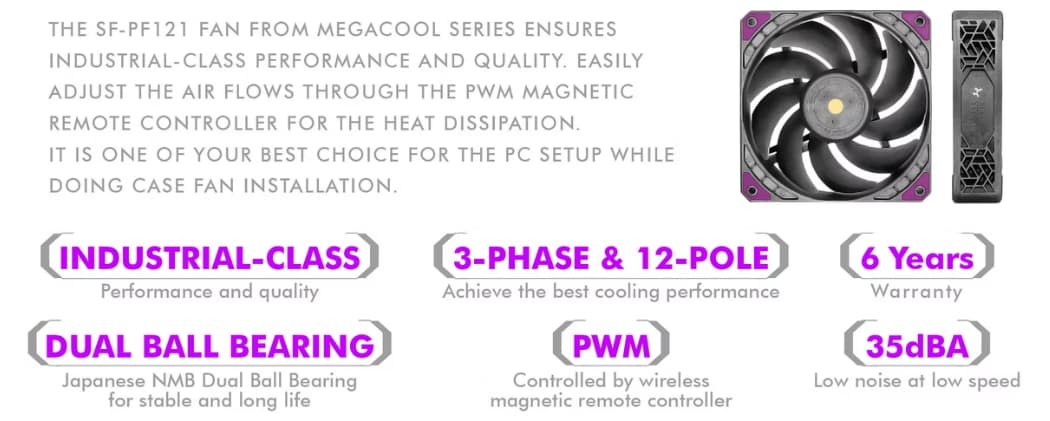 BNIB Super Flower MEGACOOL 120mm Fan, Triple-Pack, PWM, Computer Case Fan (SF-PF121-BK_3P)
