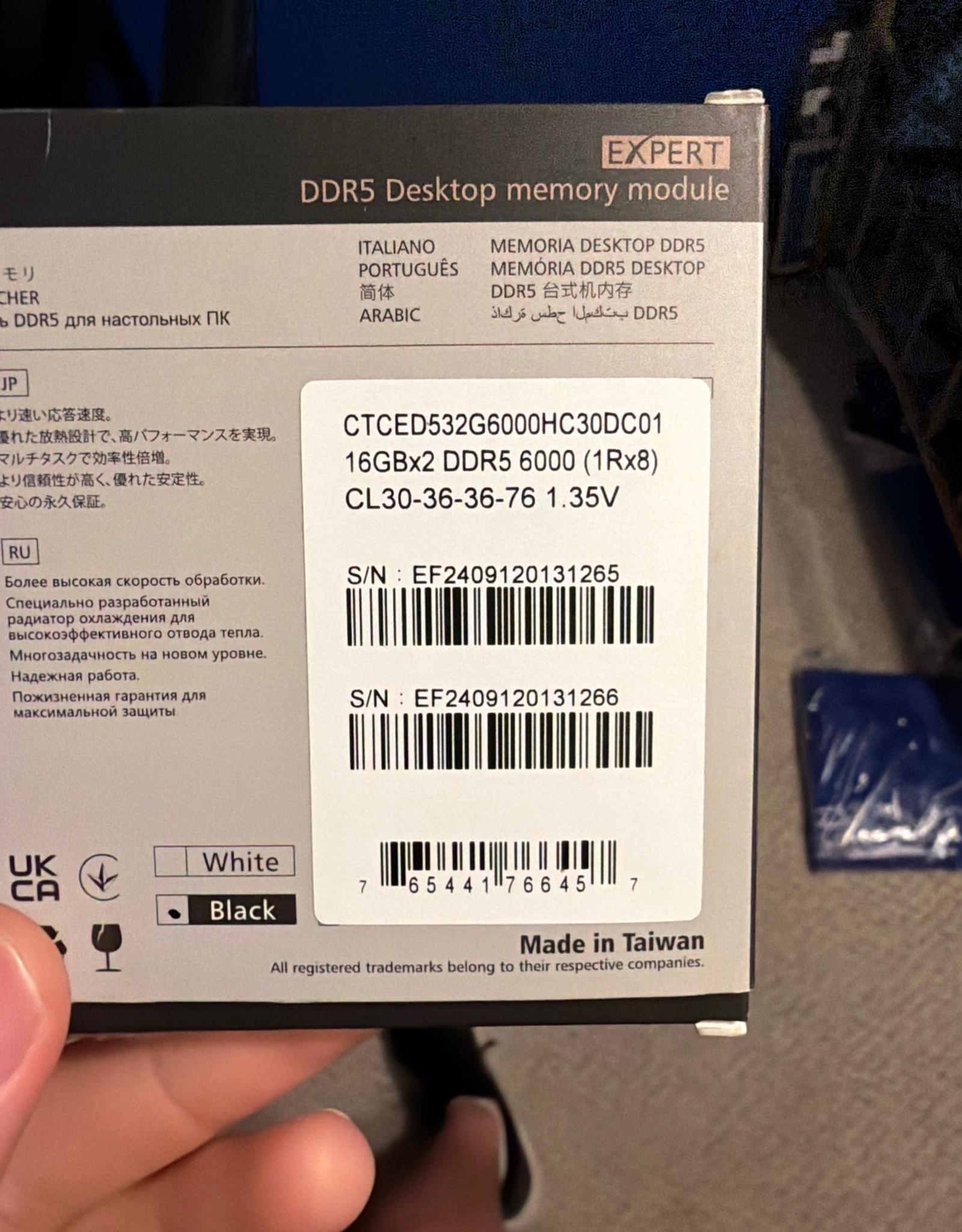 T-Create Expert DDR5 32GB (2x16GB) 6000MHz DIMM Intel XMP AMD EXPO