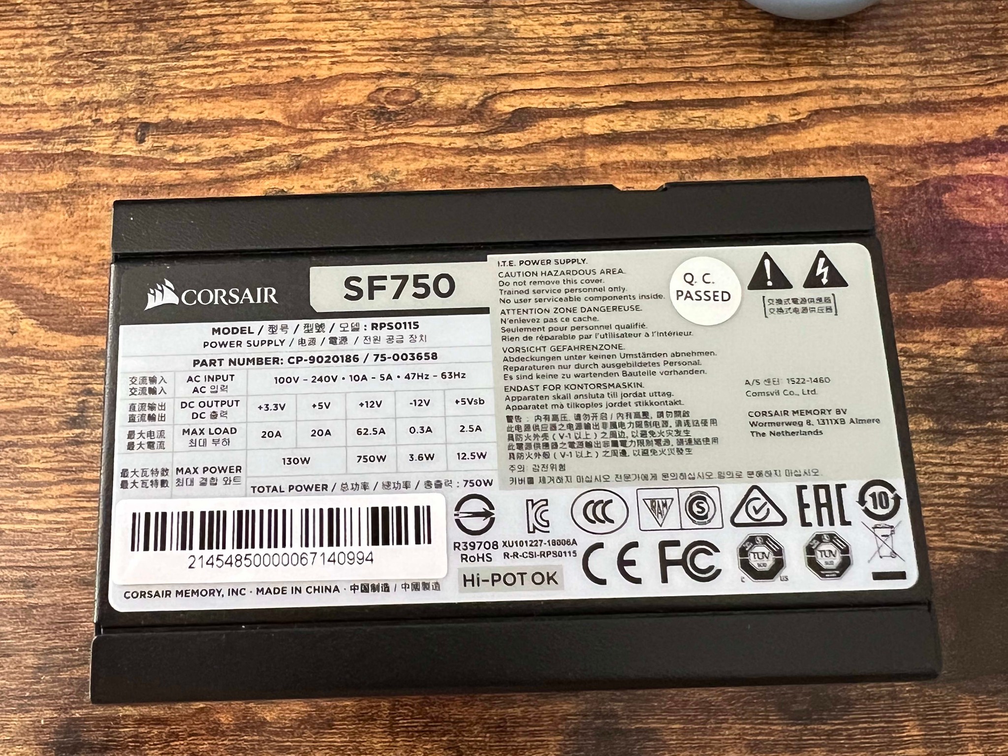 750watt platinum rated PSU