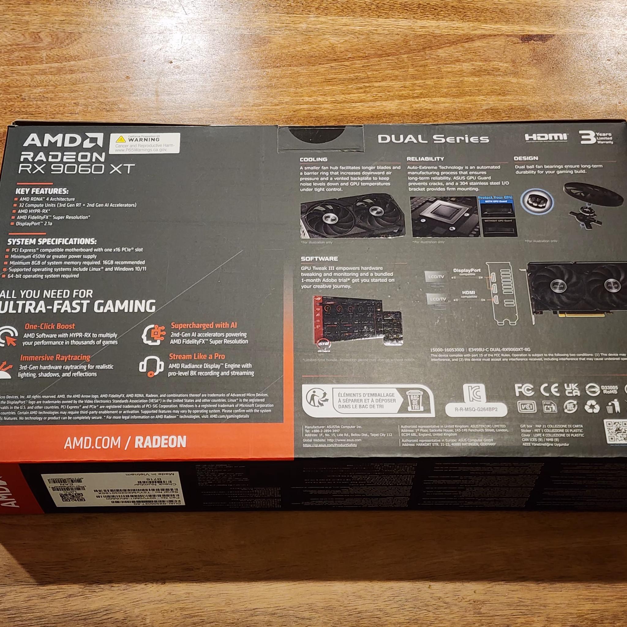 ASUS Dual Radeon RX 9060 XT 8GB 128-Bit GDDR6 PCI Express 5.0 Graphics Card DUAL-RX9060XT-8G