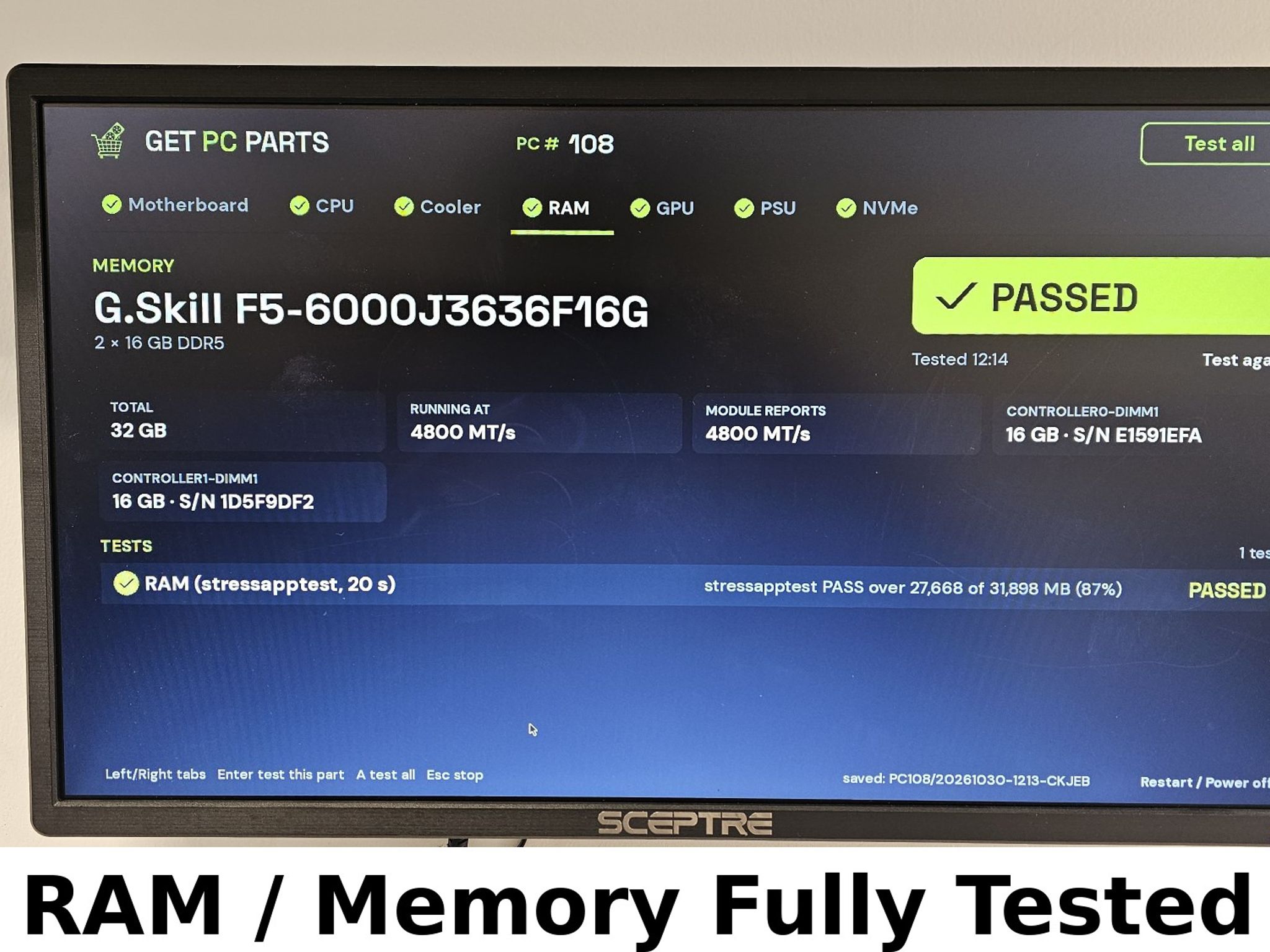 32GB DDR5 (2x16GB) CL36 6000MT/s G.Skill