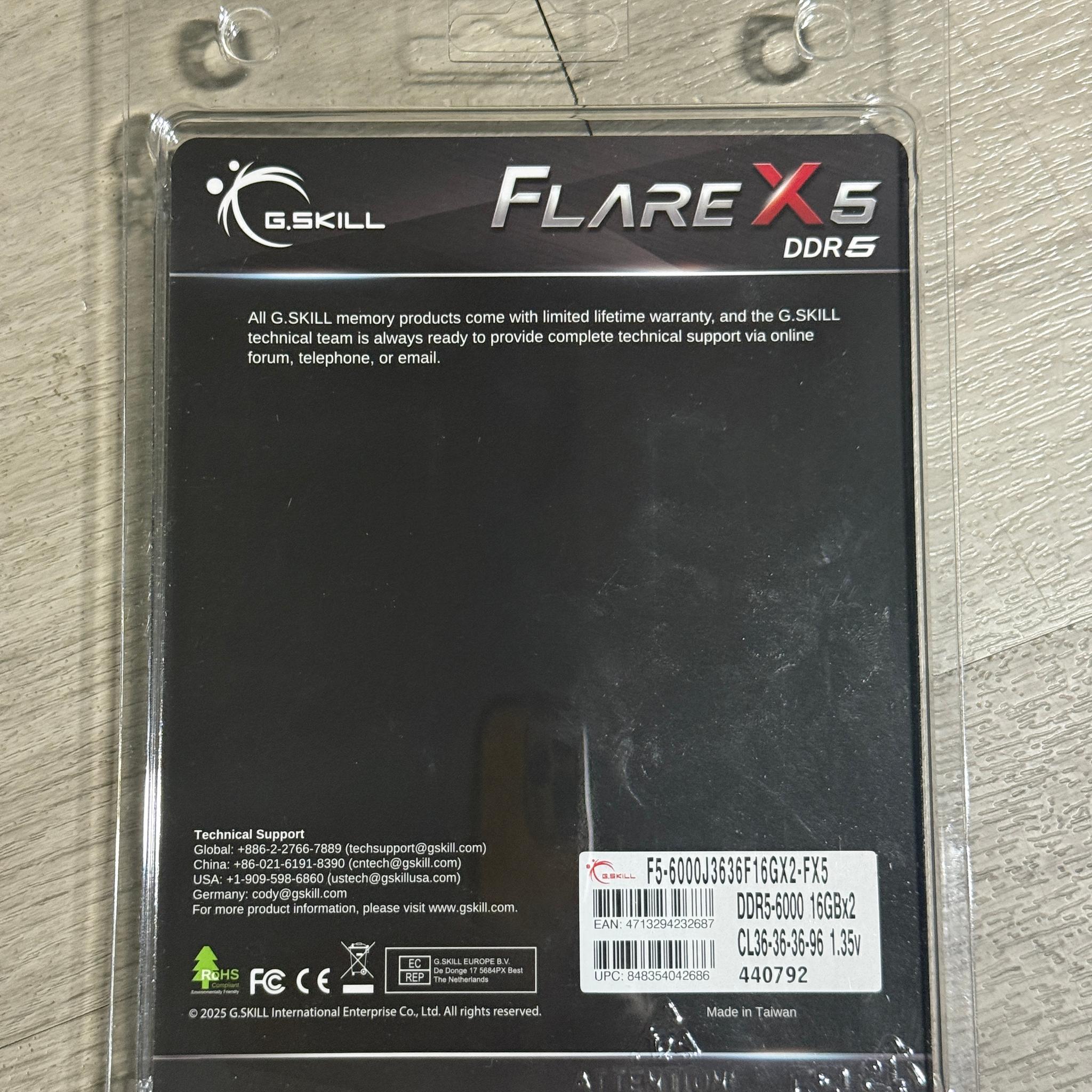 G.SKILL Flare X5 32GB (2x16GB) DDR5-6000 CL36 - New