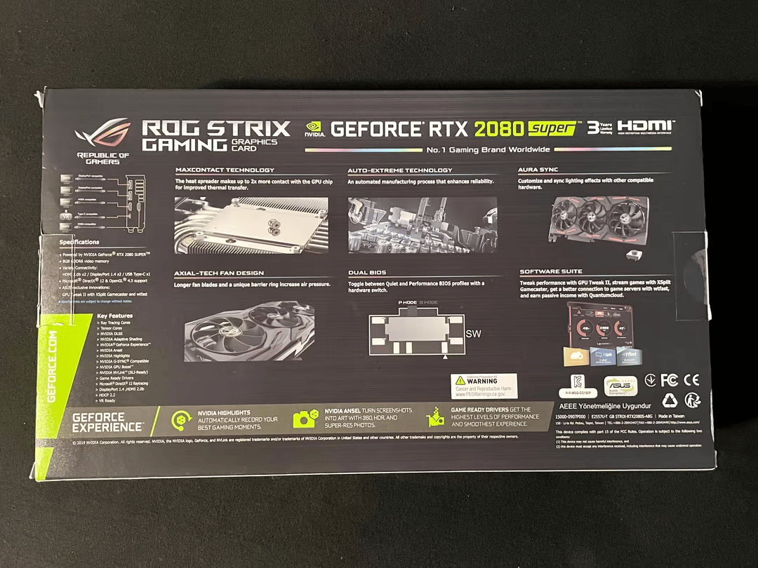 ASUS ROG Strix GeForce RTX 2080 Super Advanced Overclocked 8G GDDR6 (Used/ Like New Condition)